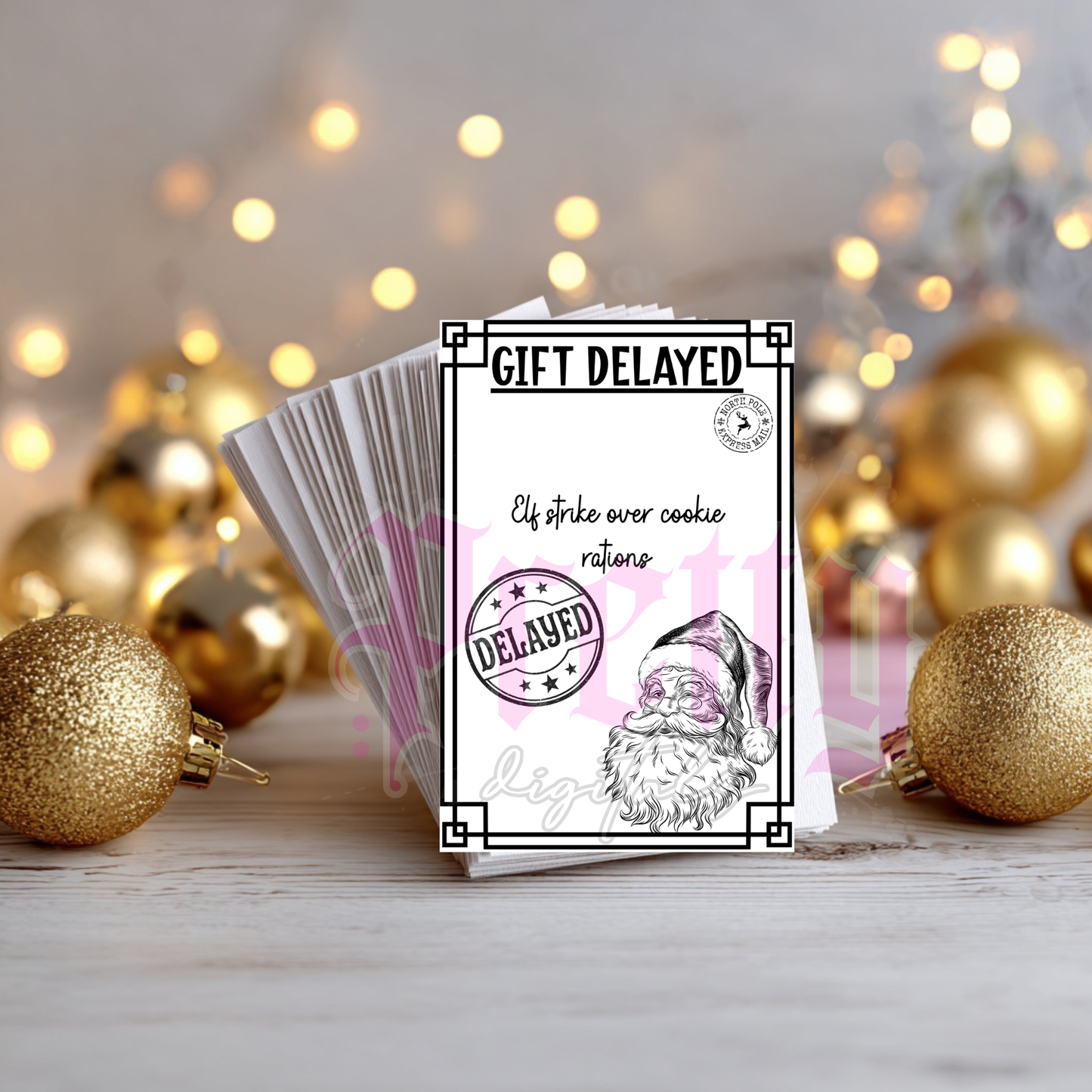 Delivery Delay Notice from Santa’s Dispatch – Funny Editable Christmas Printable Label 3 PNG