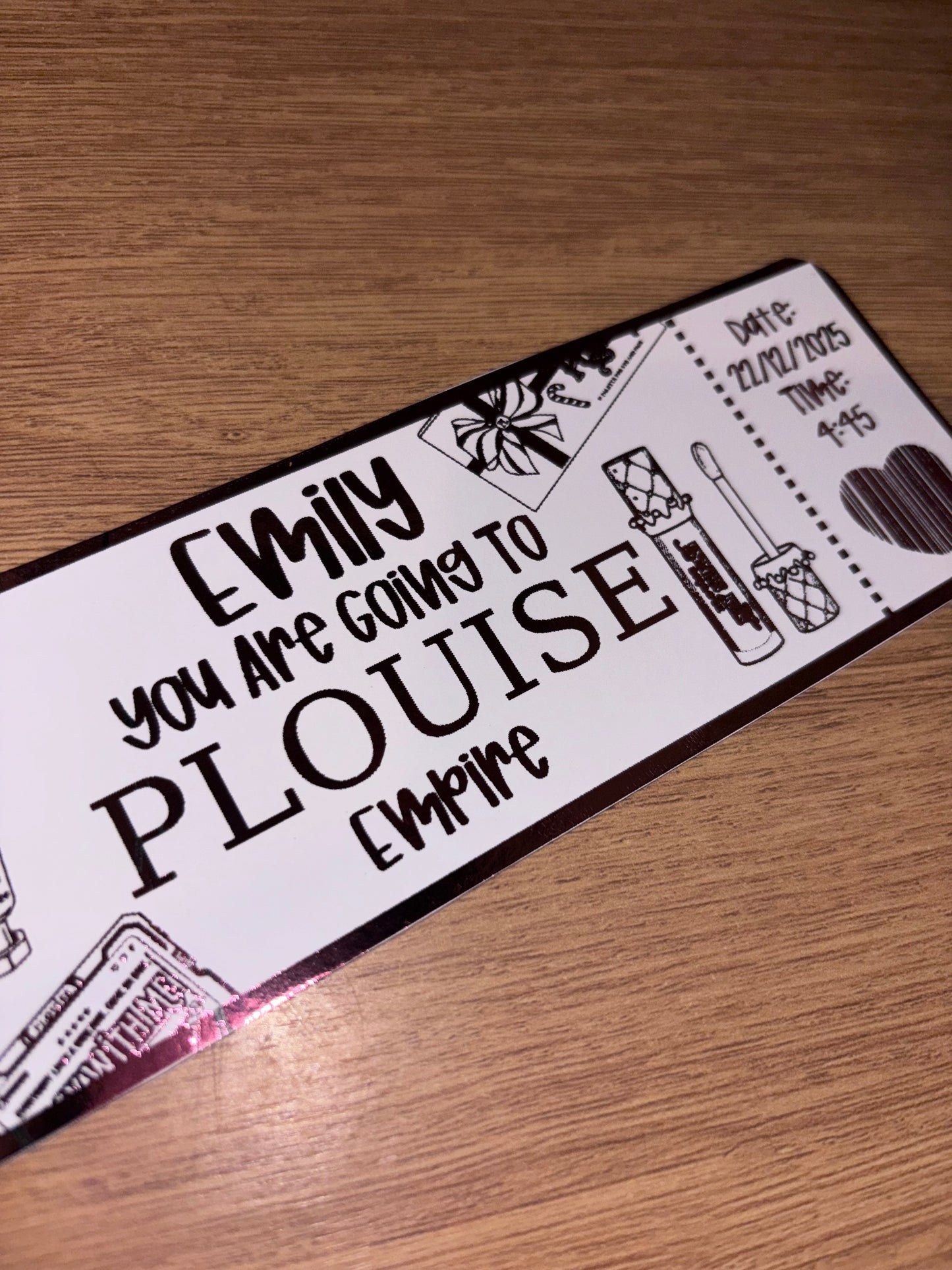 P Louise day out ticket personalised