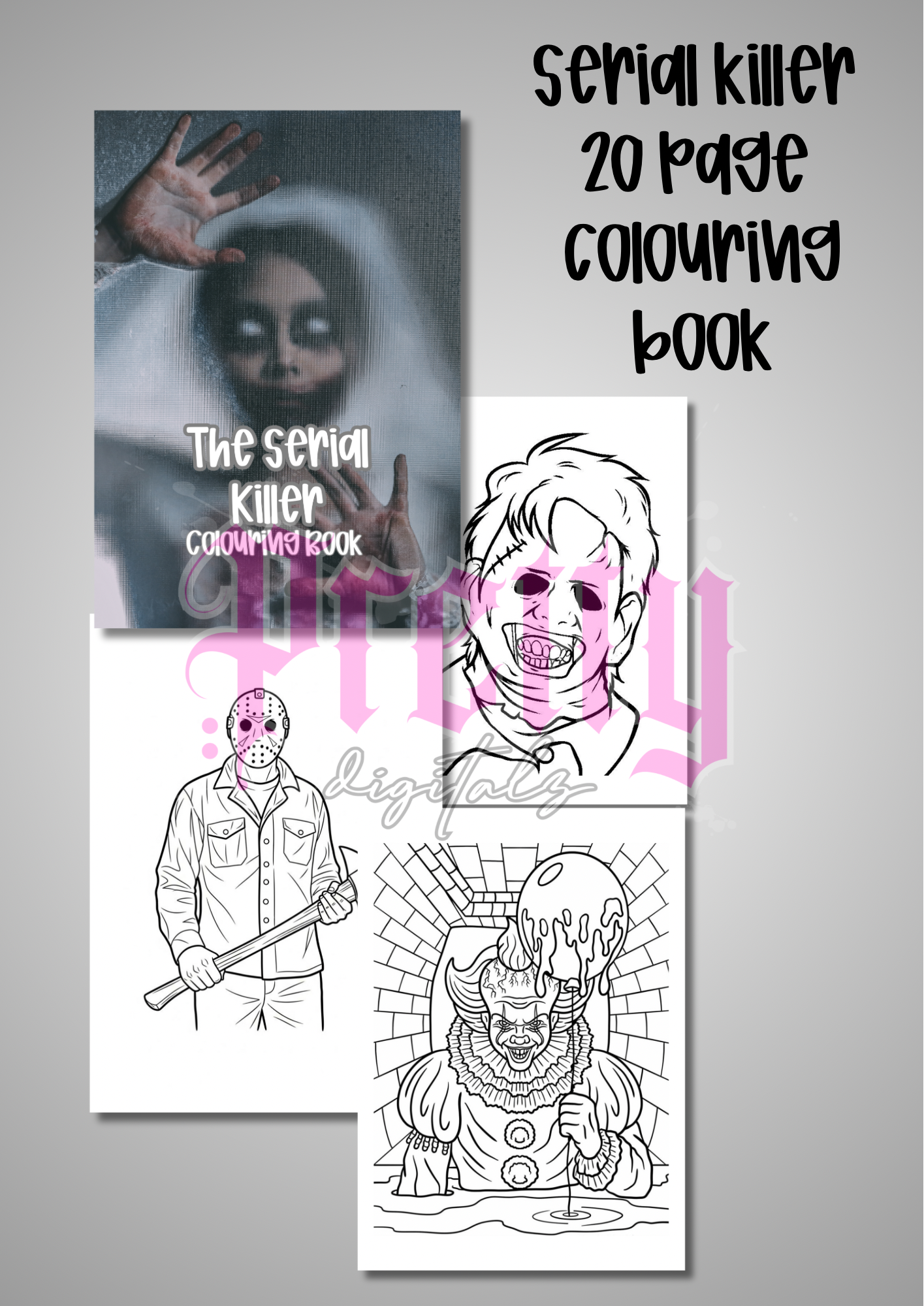 The serial killer 20 page colouring book