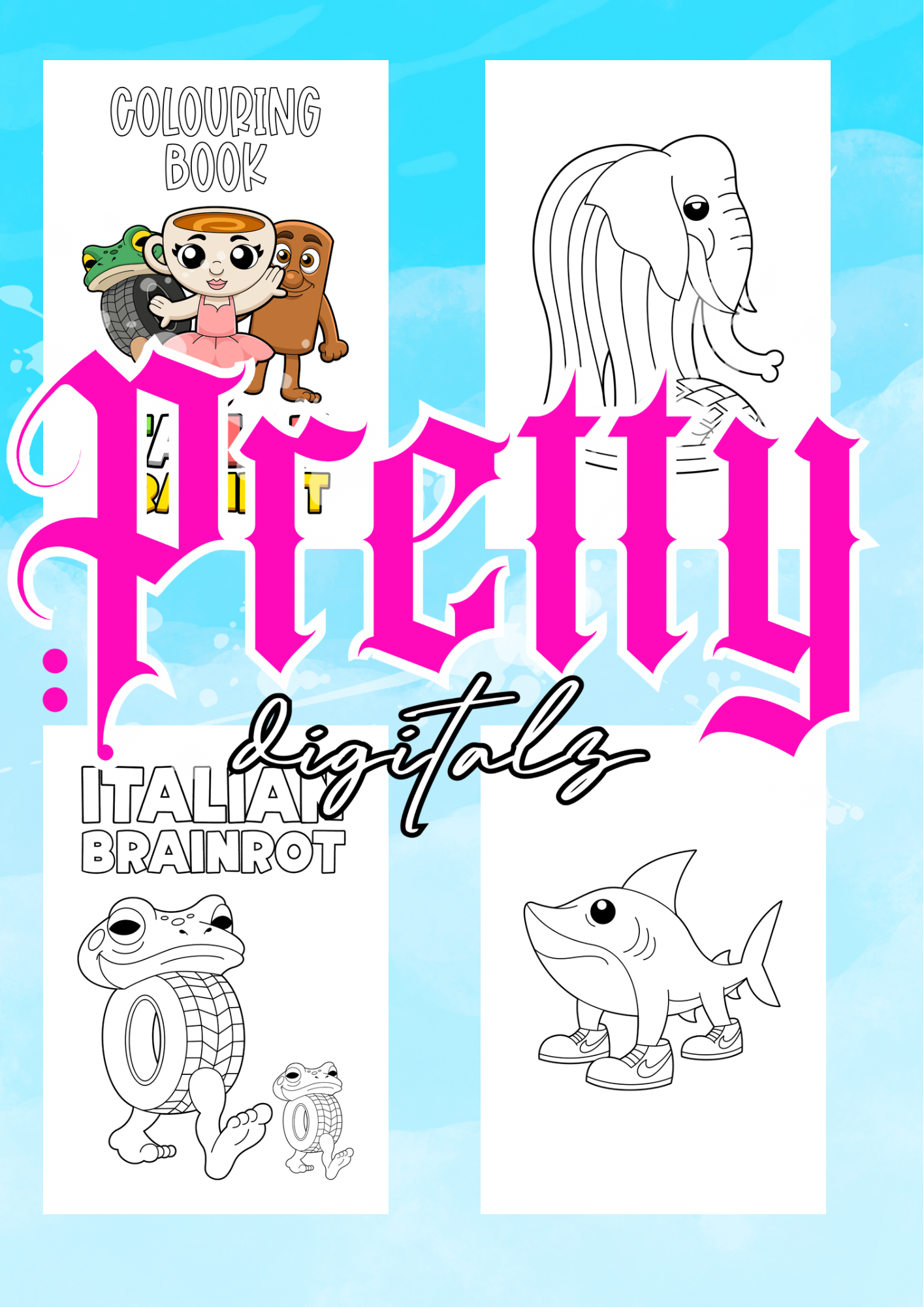 Brainrot Colouring Book – 21 Pages of Chaotic Meme Energy | Funny A4 Printable Digital Download PDF