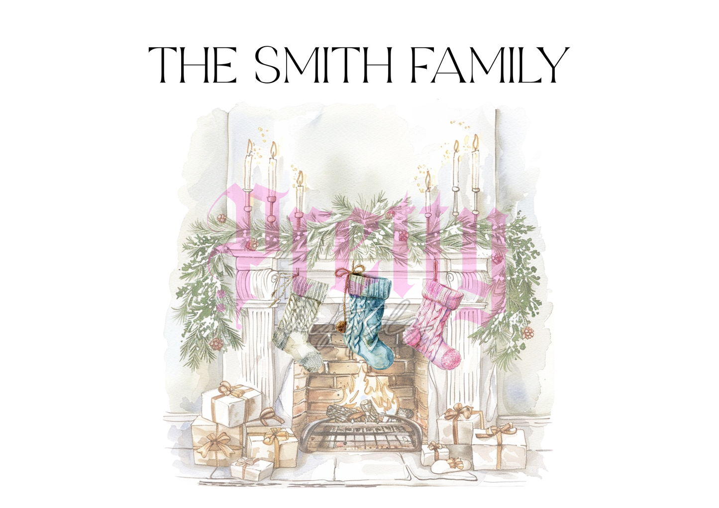 Rustic Christmas Fireplace & Stocking Scene Builder | 5-Piece PNG Set | Digital Download