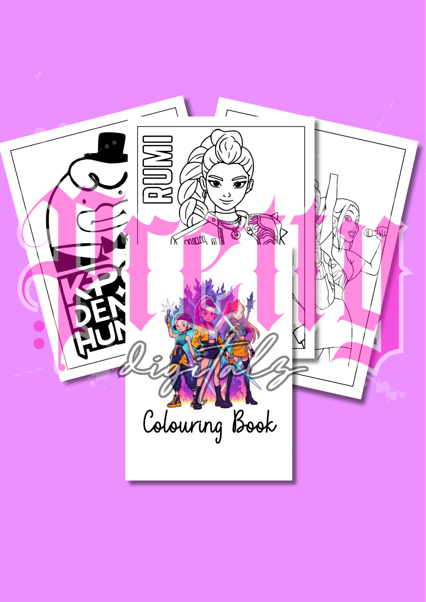 30-Page K-Pop Demon Hunters Colouring Book | Digital Download PNG | Anime Gamer Aesthetic Colouring Pages