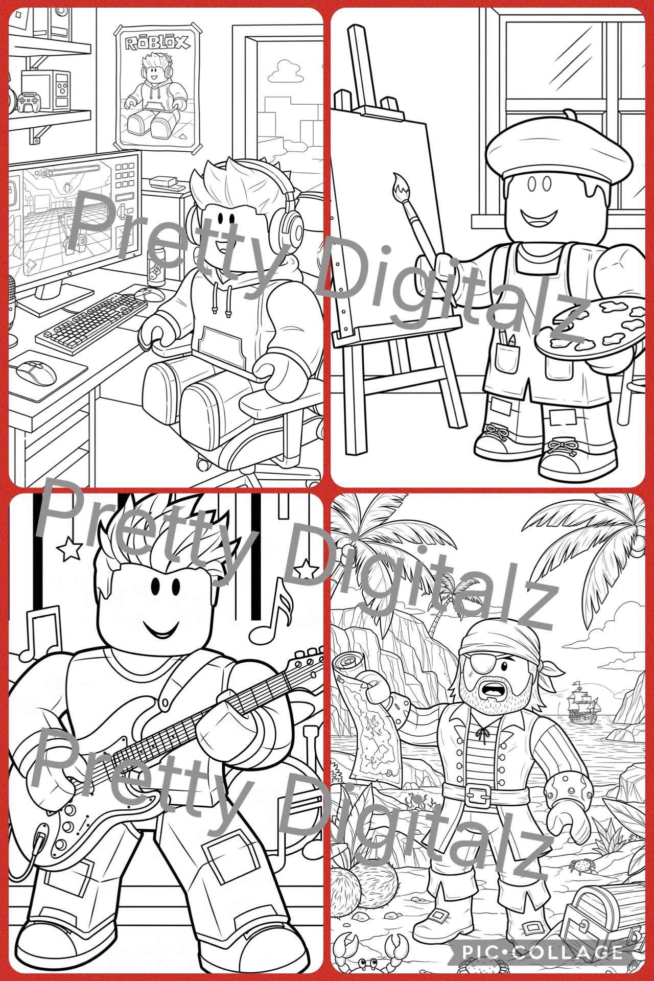 Roblox colouring book pdf digital download - no front cover