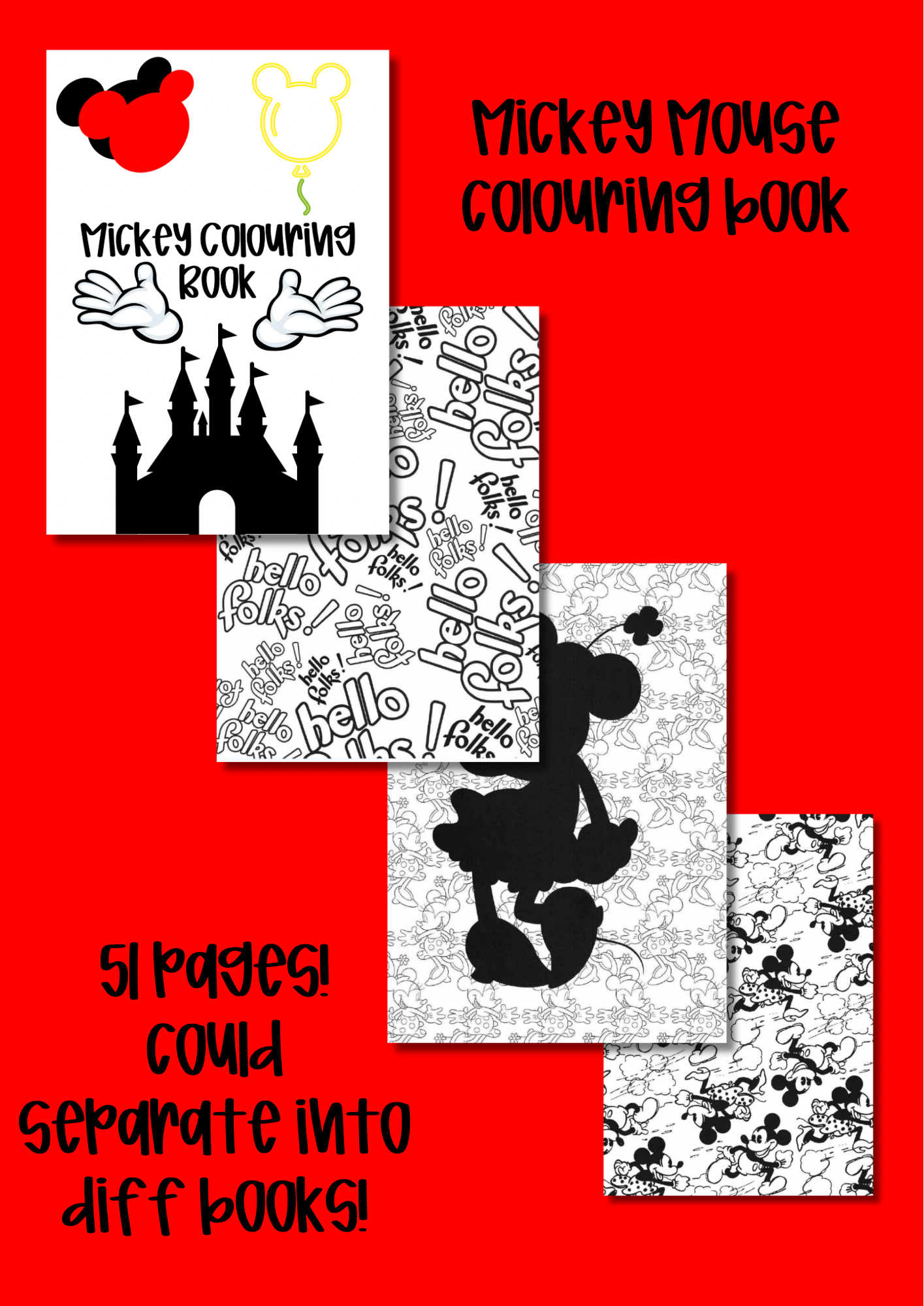 51 page mouse colouring book pdf a4 files