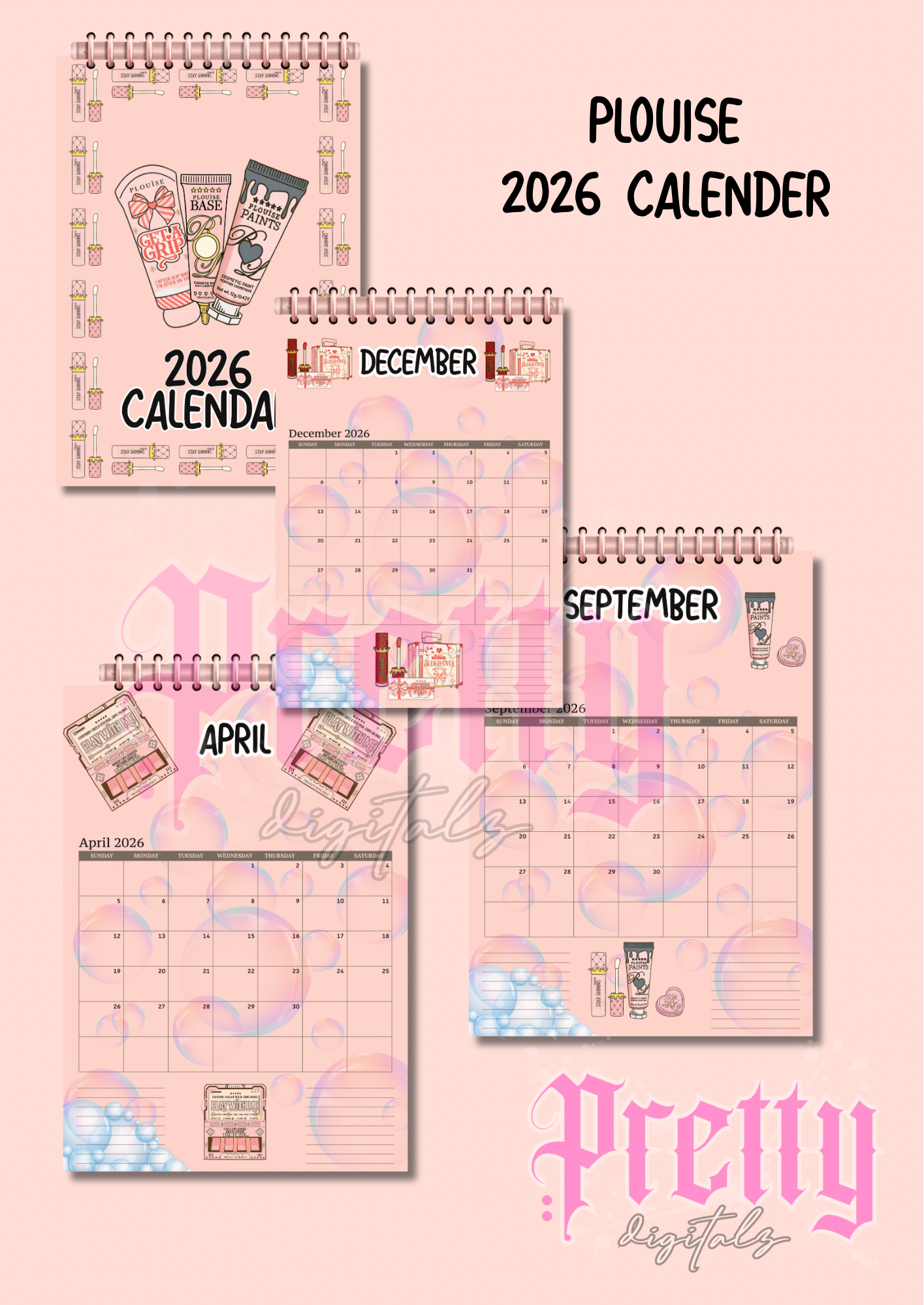 Make up -plou Calendar 2026 digital download pdf