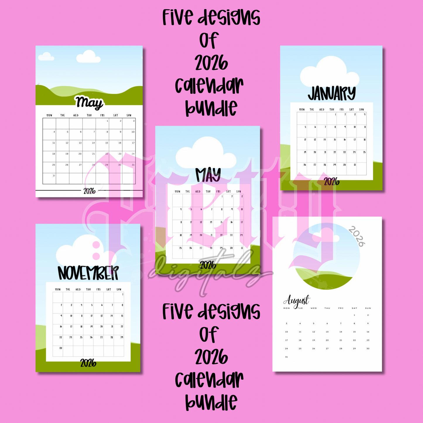 Bundle of 5 calendars for 2026