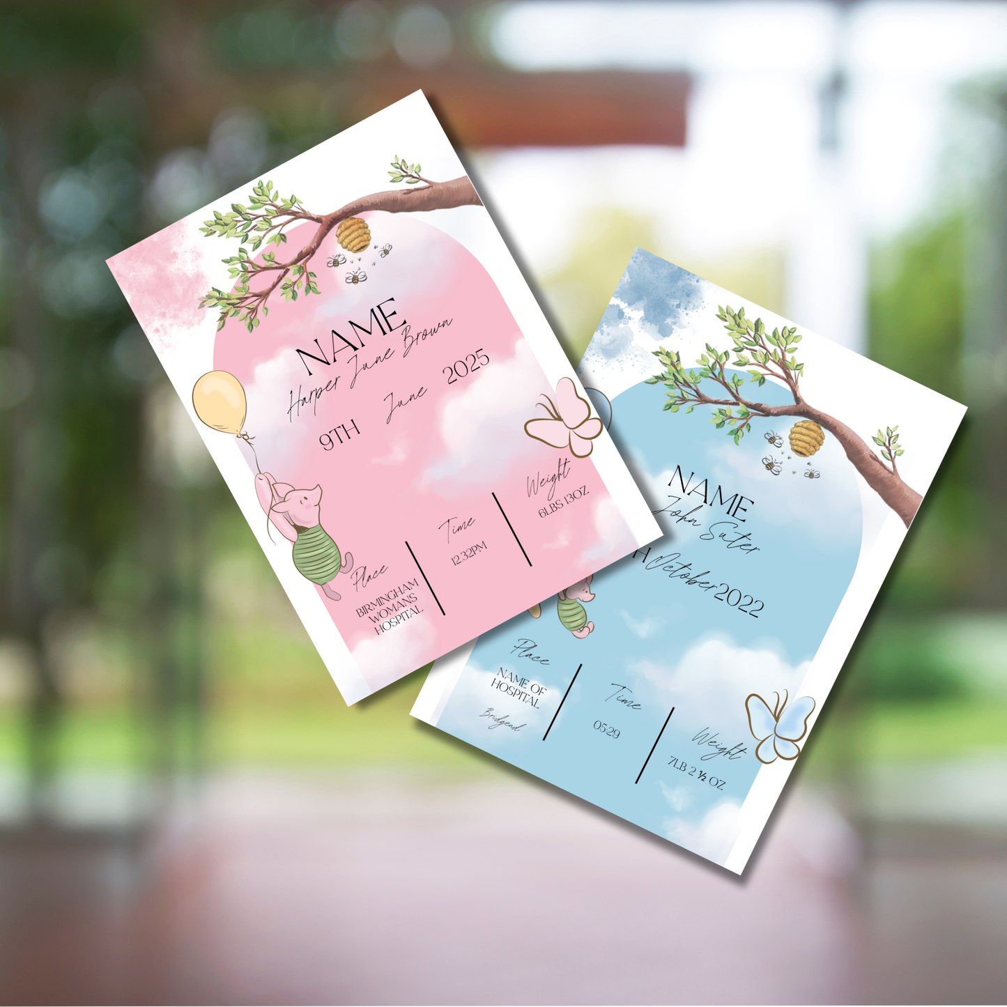 Birth stat editable within Canva file