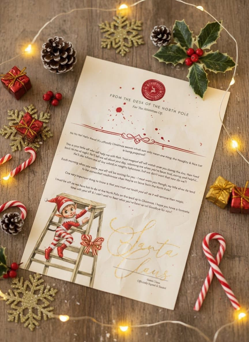 Set of two elf arrival/goodbye letters