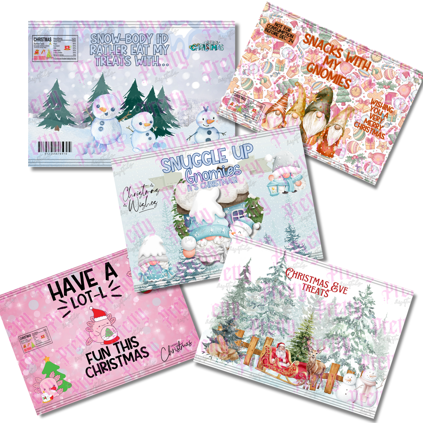 Christmas Crisp & Treat Bag Bundle – 5 Festive Snack Bag Designs