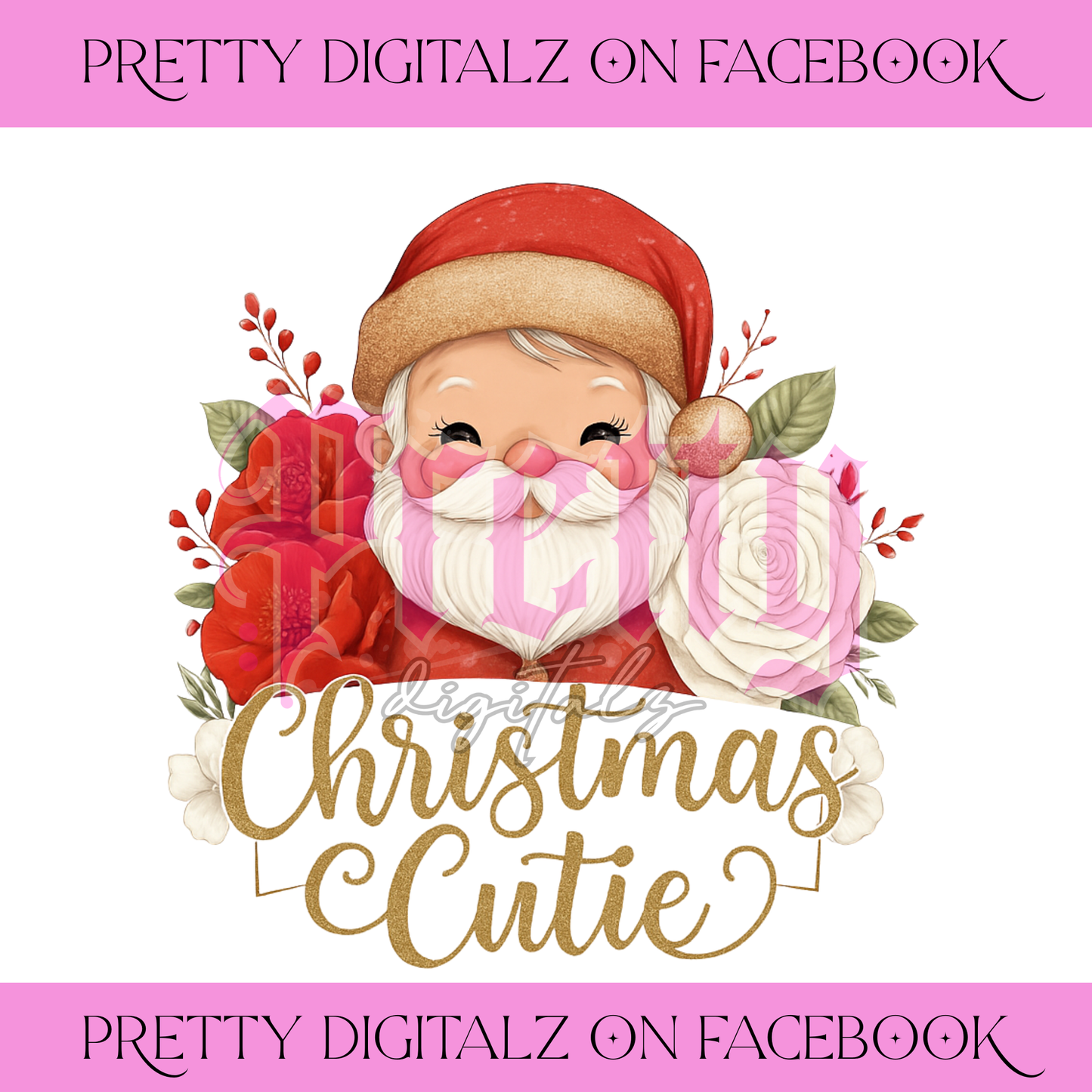 Christmas Cuties Trio – Red, Pink & Mint PNG Set | Adorable Santa Clipart Bundle