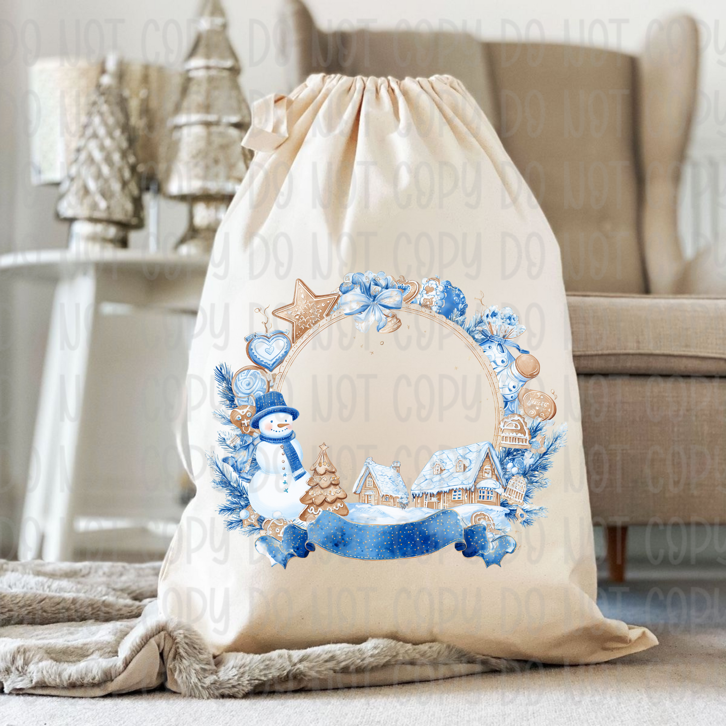 Pastel Christmas Sack & Wreath Designs | 16 Digital Downloads in Pink & Blue