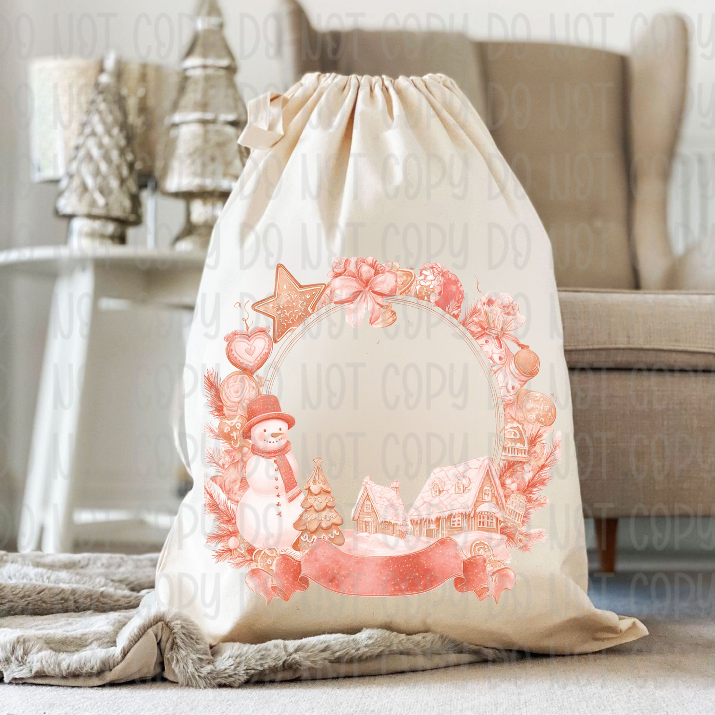 Pastel Christmas Sack & Wreath Designs | 16 Digital Downloads in Pink & Blue