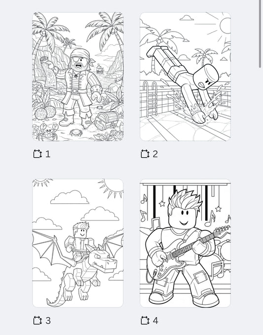 27-Page Roblox Colouring Pages | Digital Download PNG Set | Fun Gamer Kids Colouring Book | Printable Roblox Activity Pack