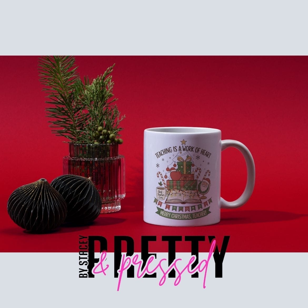 Christmas Teacher Mug Gift • Personalised Teacher Present • Thank You Teacher Mug • End of Term Gift • School Staff Christmas Gift • Cute Festive Mug