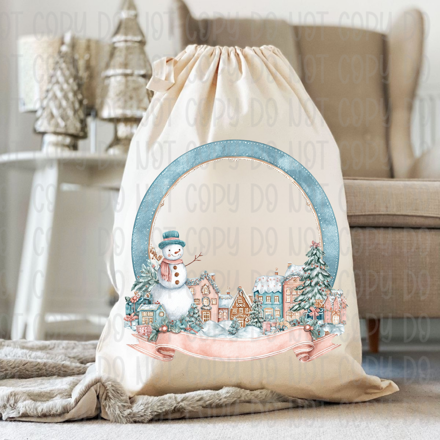 Pastel Christmas Sack & Wreath Designs | 16 Digital Downloads in Pink & Blue