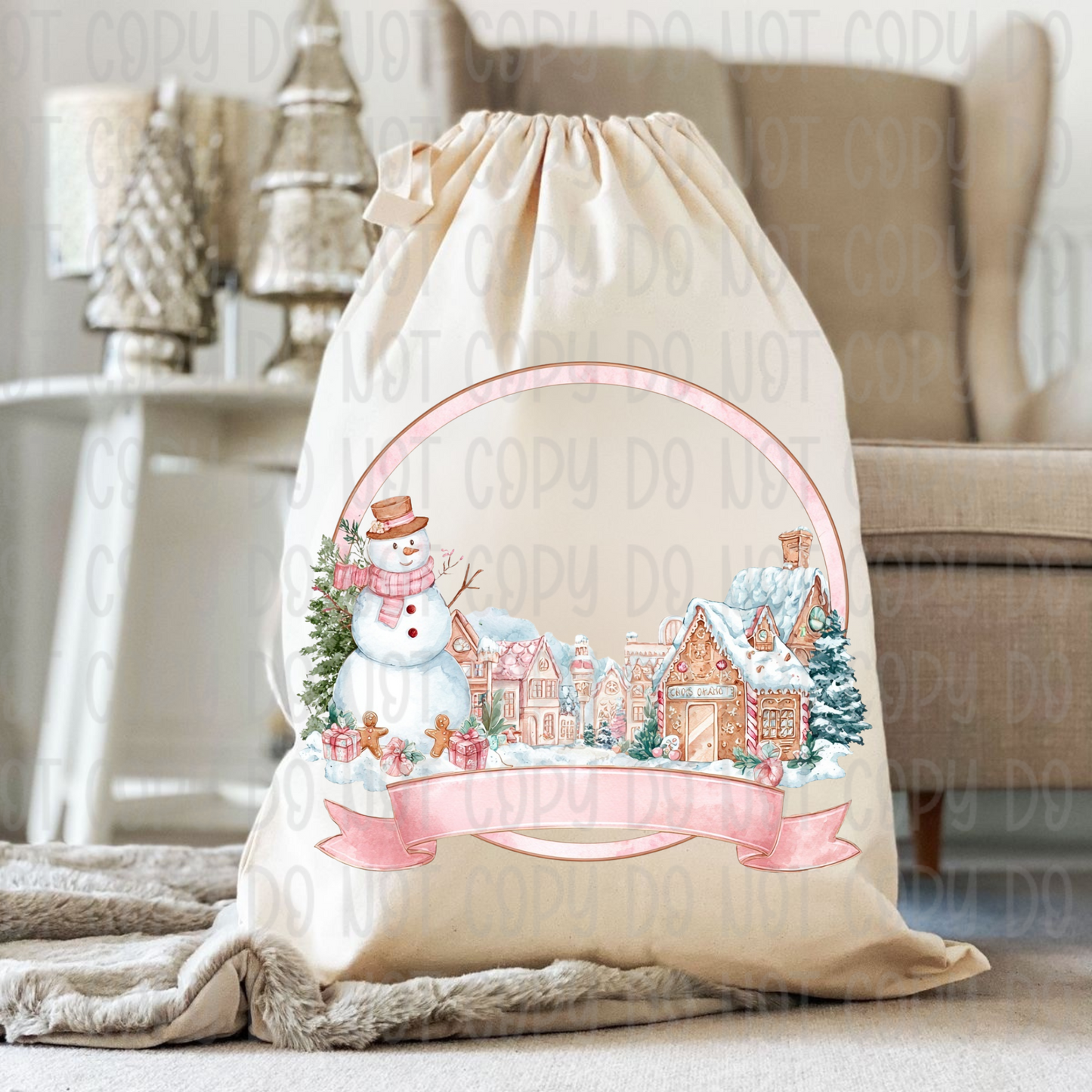 Pastel Christmas Sack & Wreath Designs | 16 Digital Downloads in Pink & Blue