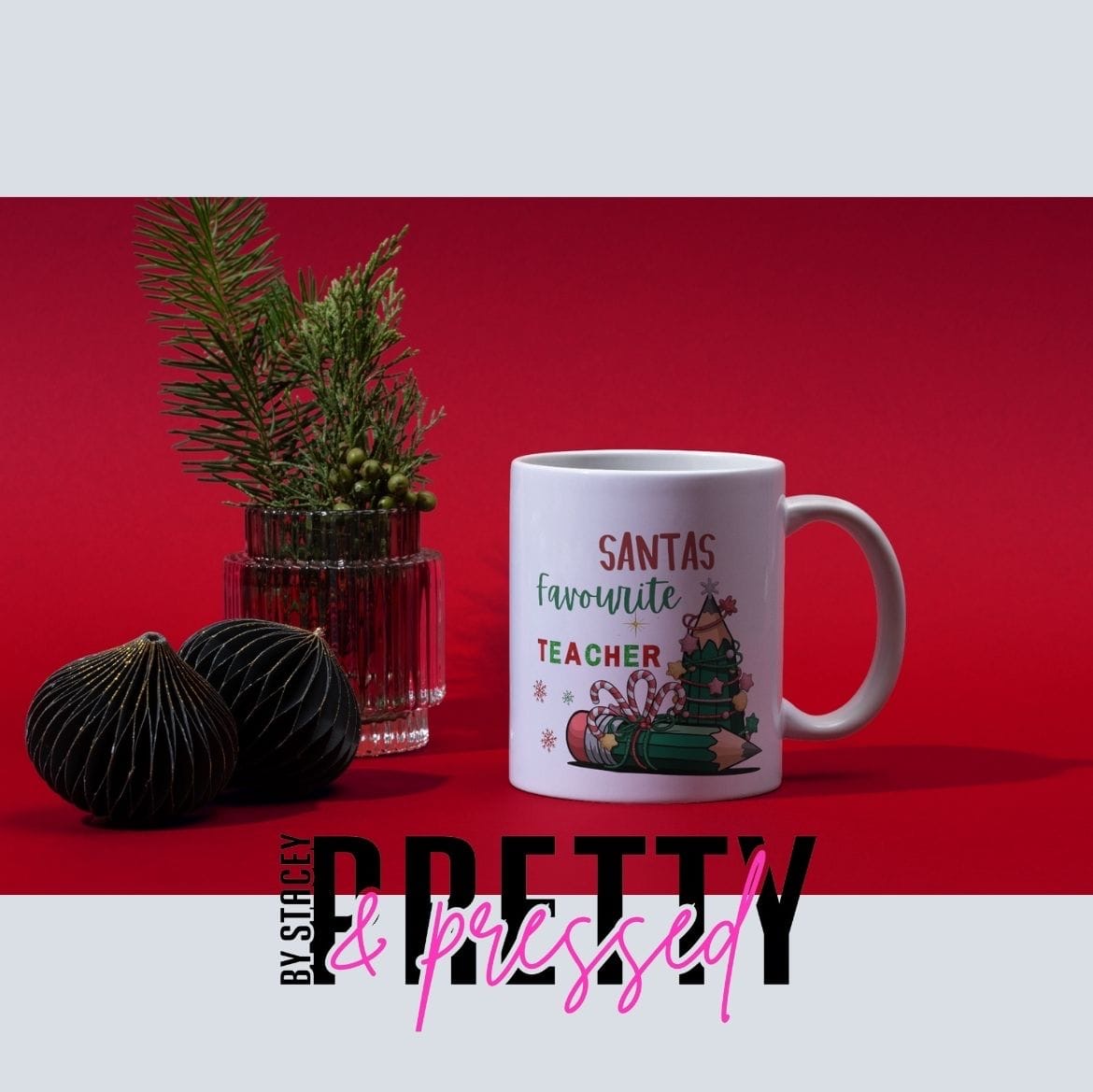 Christmas Teacher Mug Gift • Personalised Teacher Present • Thank You Teacher Mug • End of Term Gift • School Staff Christmas Gift • Cute Festive Mug