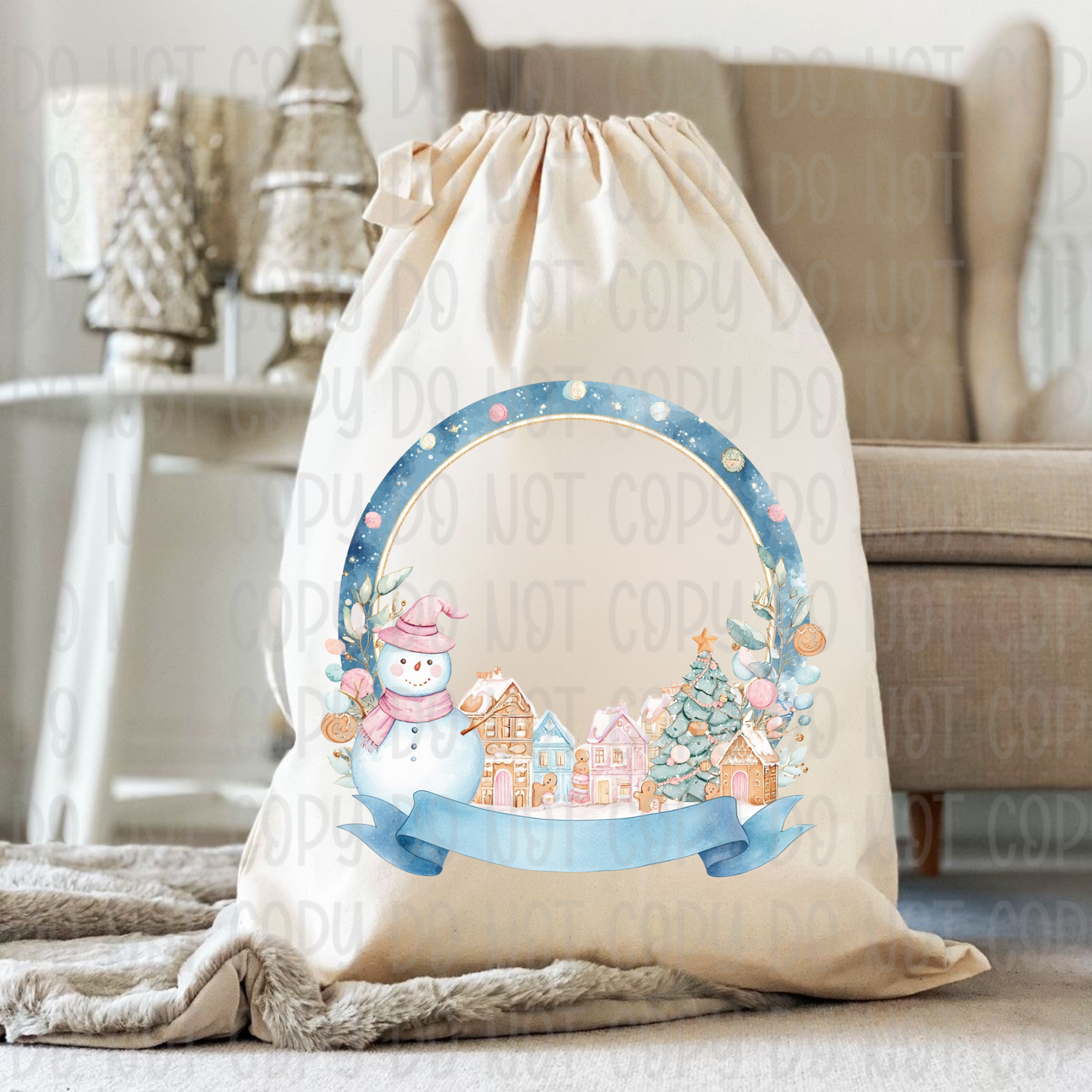 Pastel Christmas Sack & Wreath Designs | 16 Digital Downloads in Pink & Blue