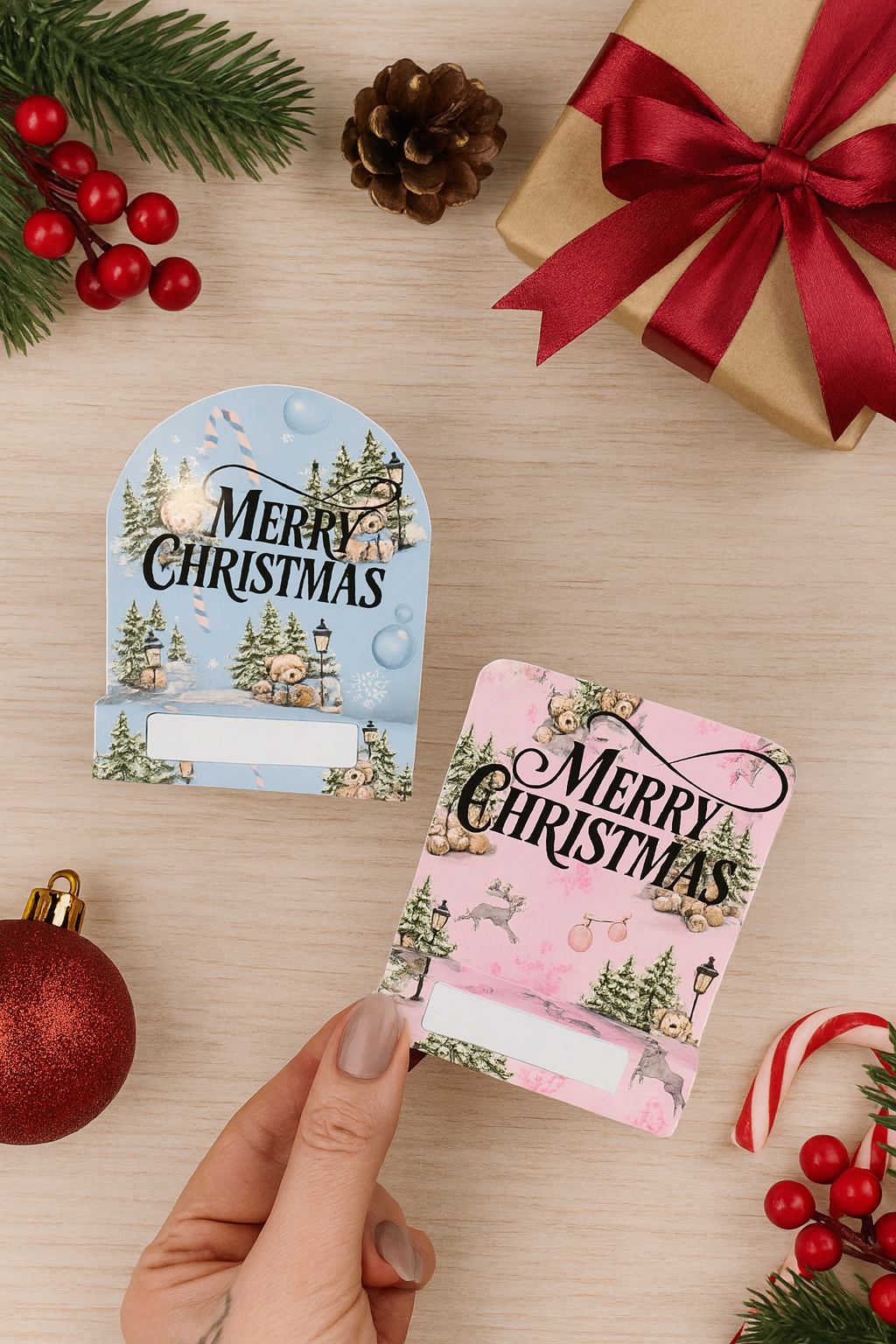 Personalised Christmas Money Holders – Pink & Blue Cash gift boxes