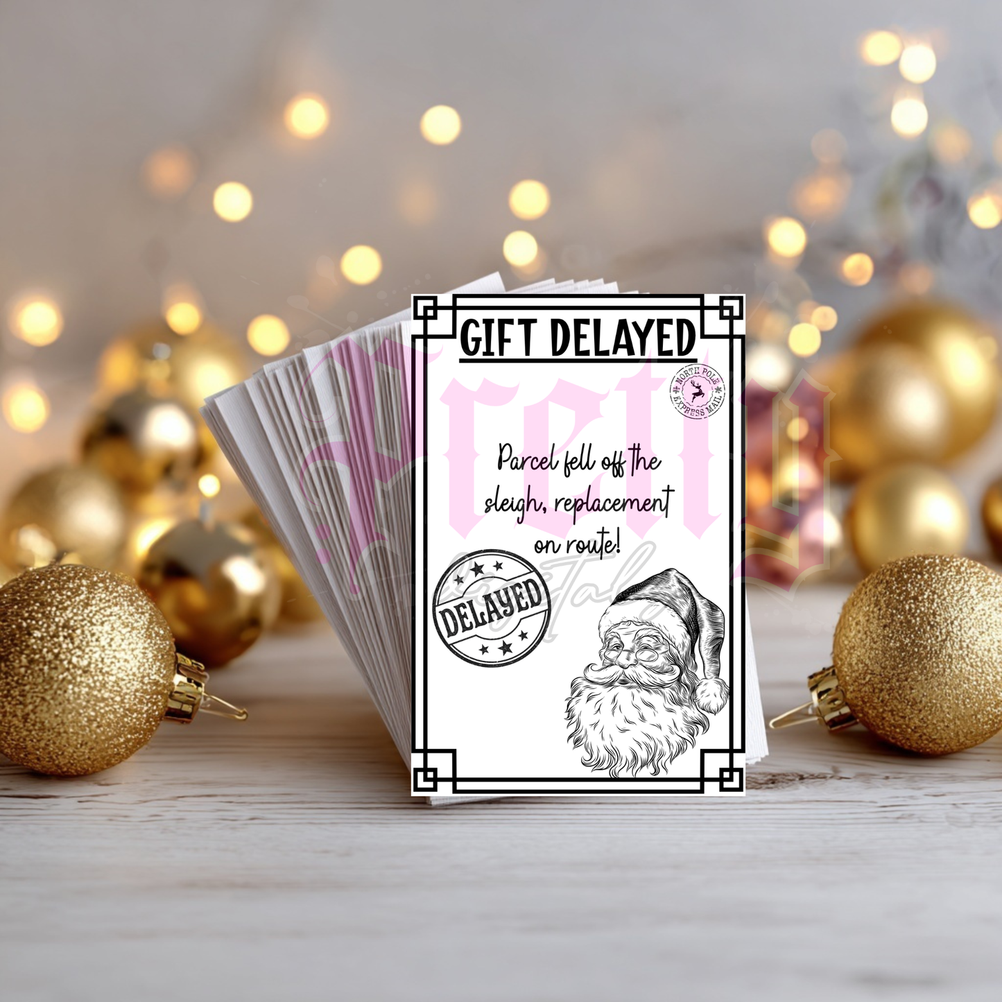 Delivery Delay Notice from Santa’s Dispatch – Funny Editable Christmas Printable Label 3 PNG
