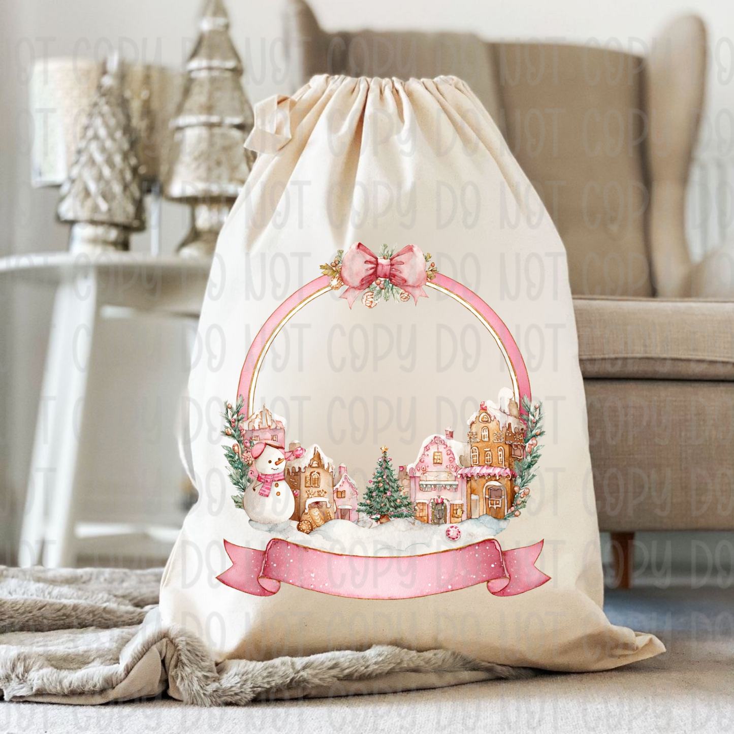 Pastel Christmas Sack & Wreath Designs | 16 Digital Downloads in Pink & Blue