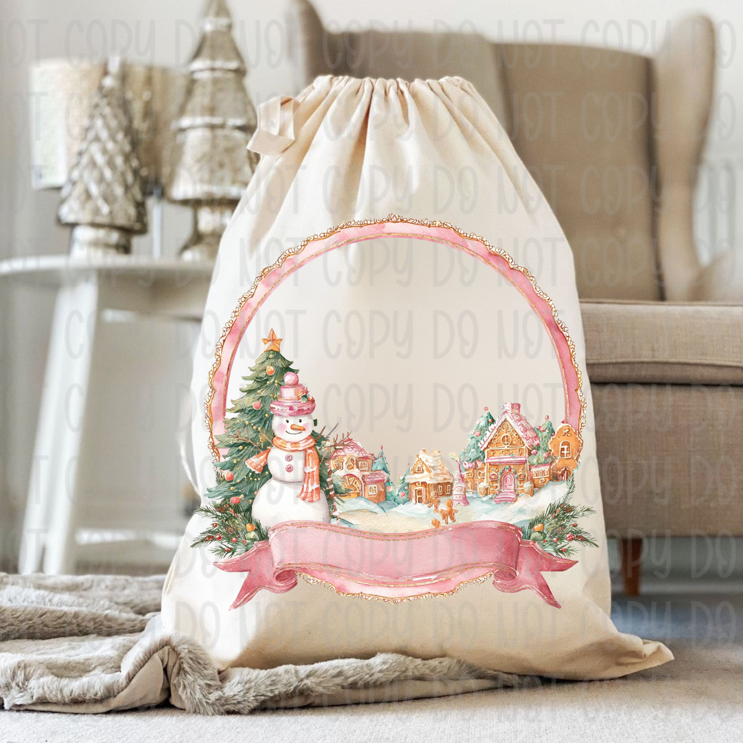 Pastel Christmas Sack & Wreath Designs | 16 Digital Downloads in Pink & Blue