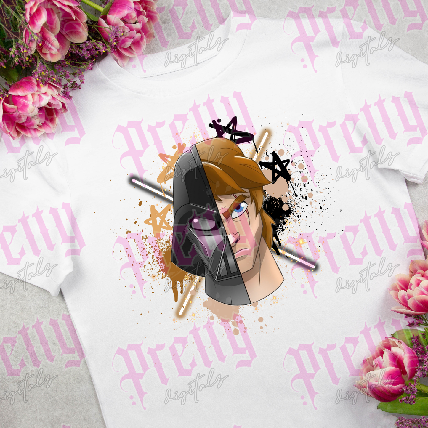 Half and half character heads png digital download