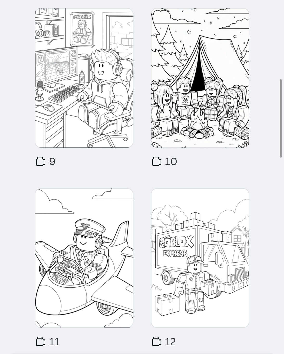 27-Page Roblox Colouring Pages | Digital Download PNG Set | Fun Gamer Kids Colouring Book | Printable Roblox Activity Pack