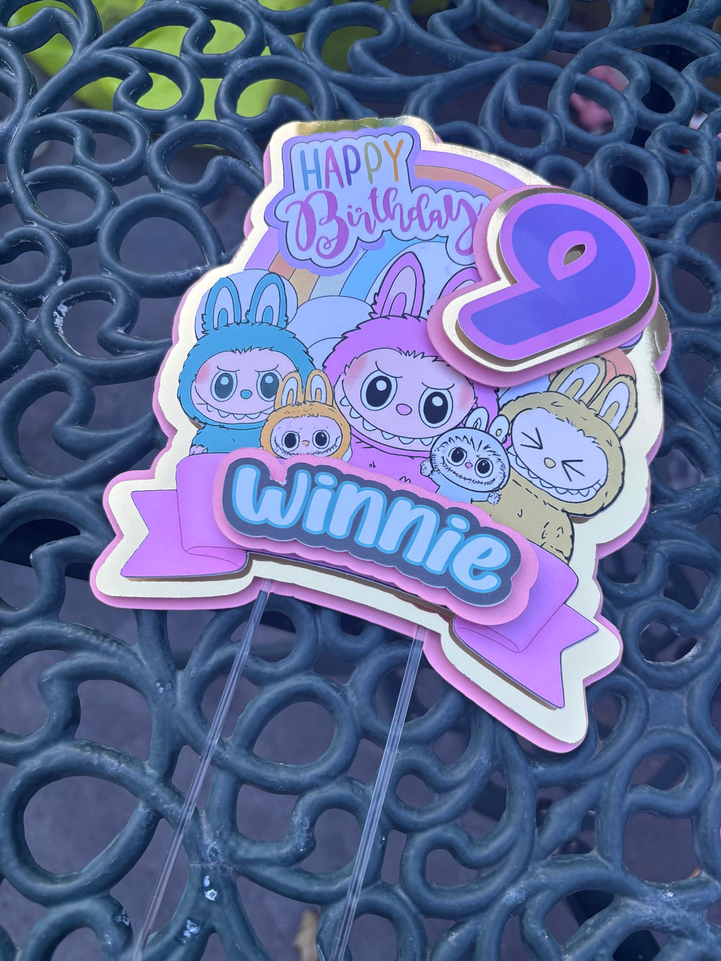 Personalised Labubu Cake Topper – Cute Party Decoration