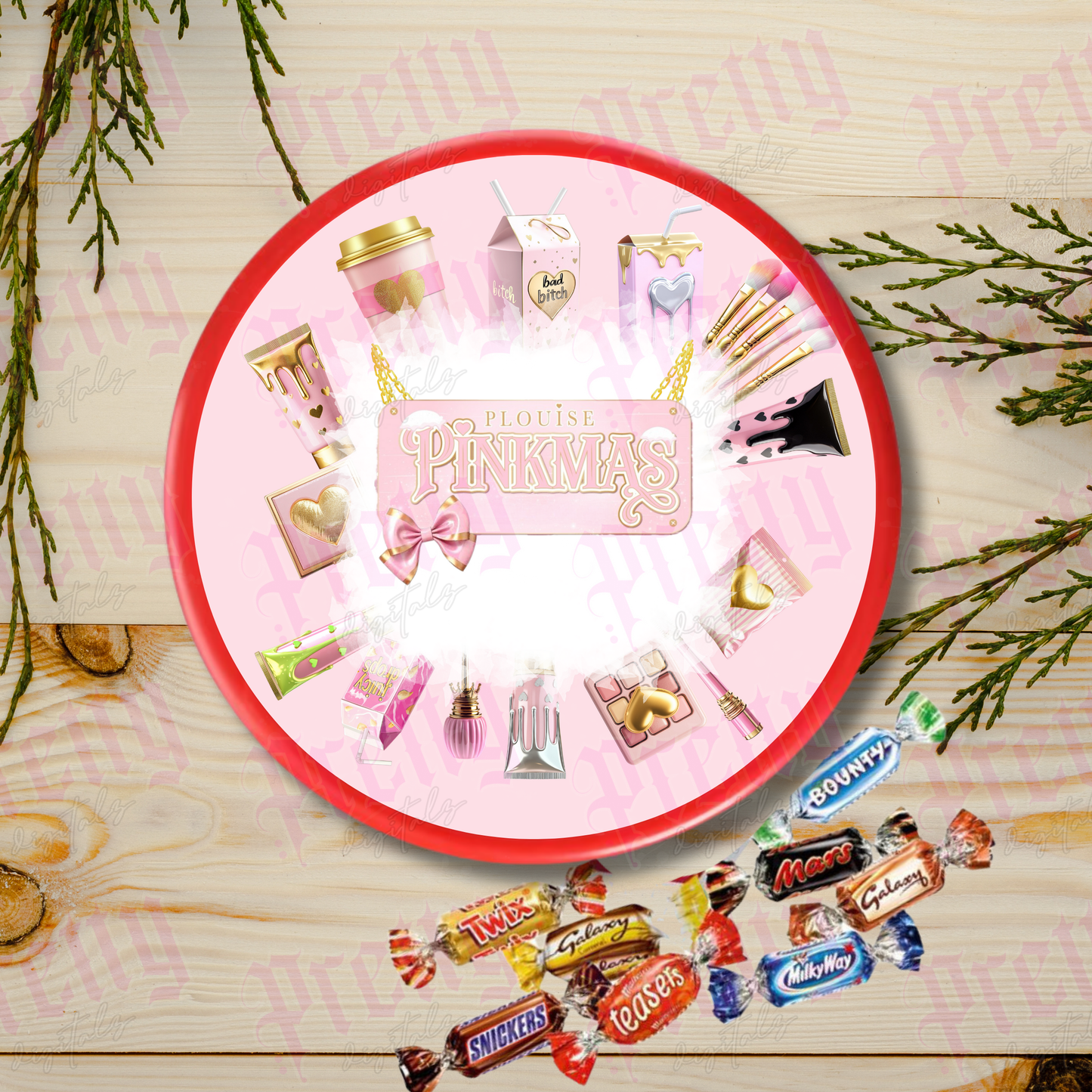 12 Chocolate Tub Lid Designs | Christmas Chocolate Tub Covers | Digital Download Printable