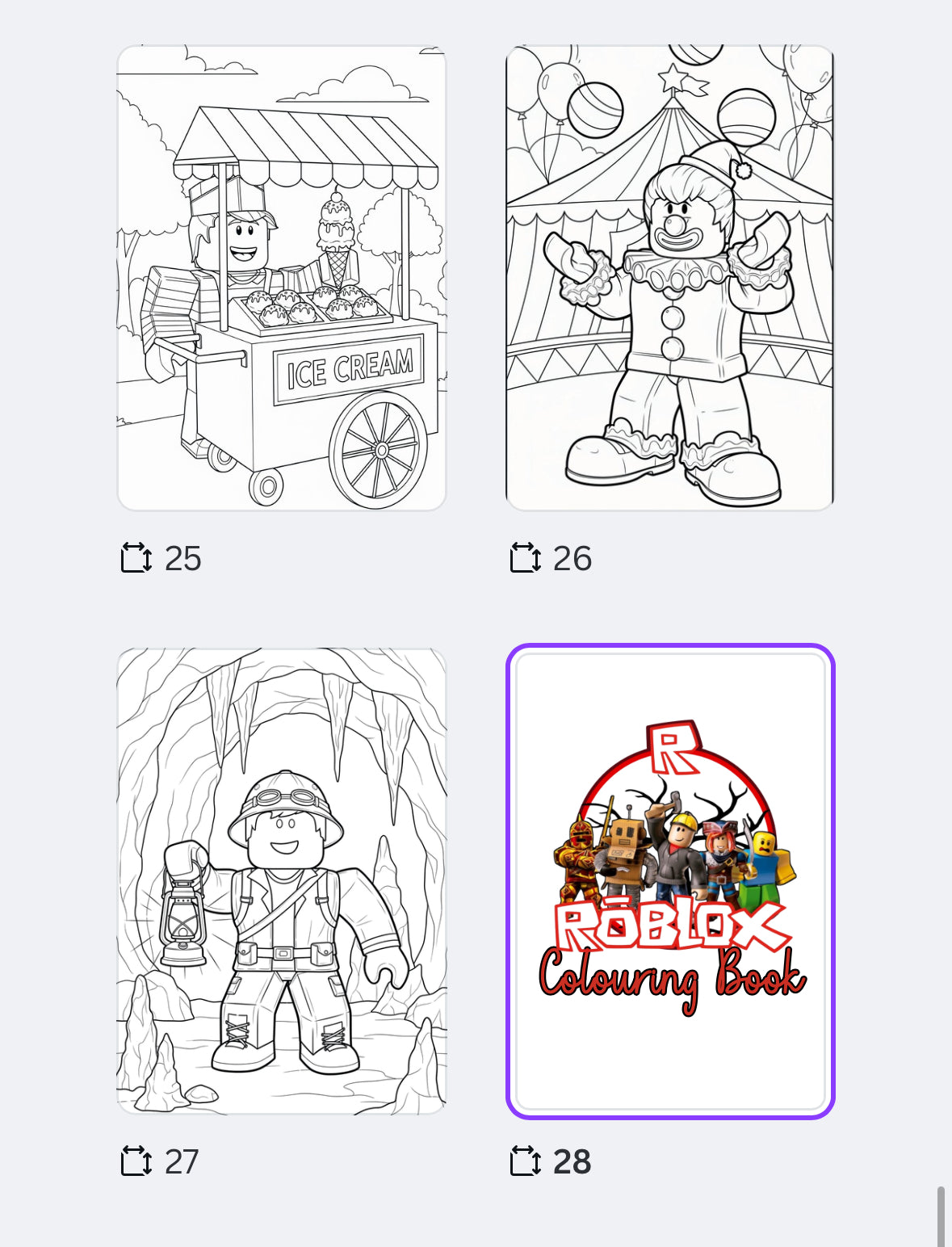 27-Page Roblox Colouring Pages | Digital Download PNG Set | Fun Gamer Kids Colouring Book | Printable Roblox Activity Pack