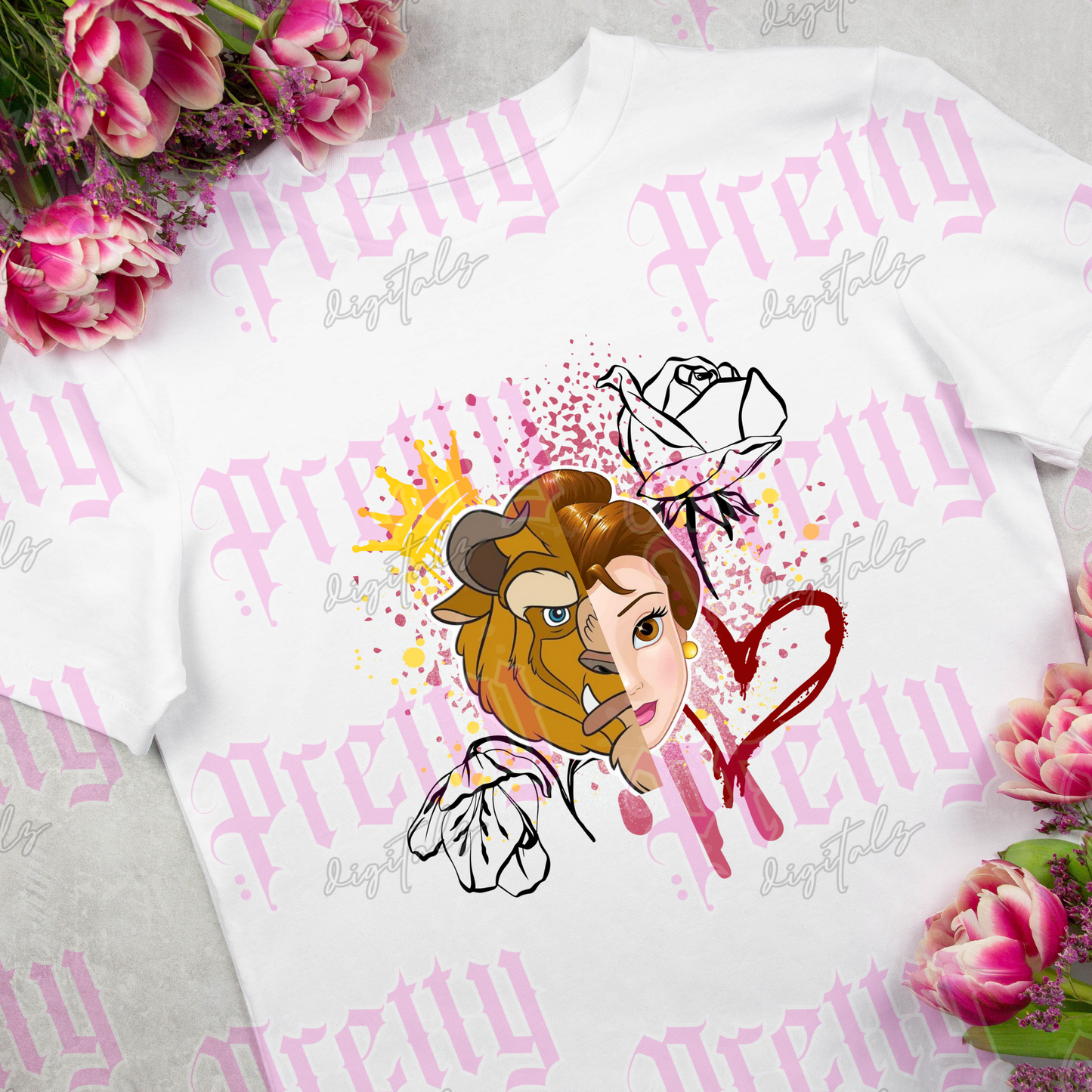 Half and half character heads png digital download