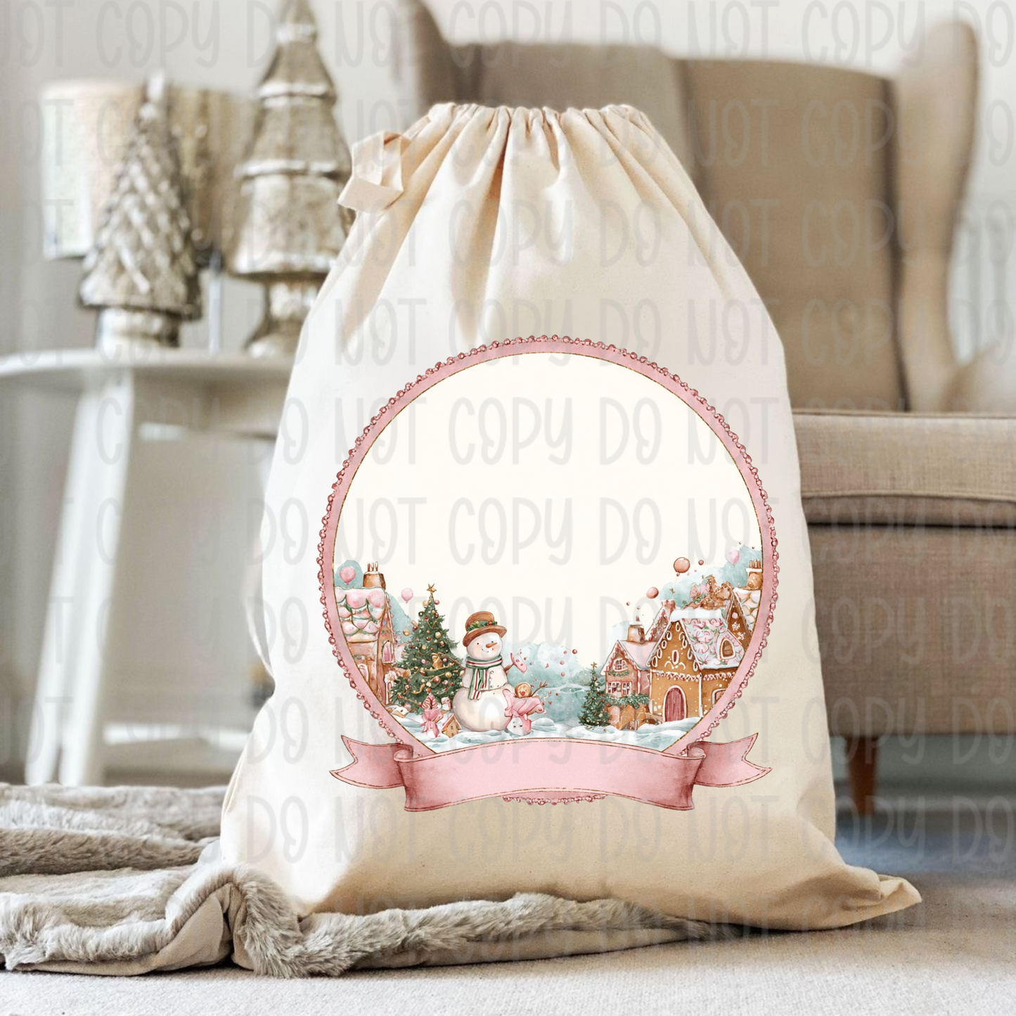 Pastel Christmas Sack & Wreath Designs | 16 Digital Downloads in Pink & Blue