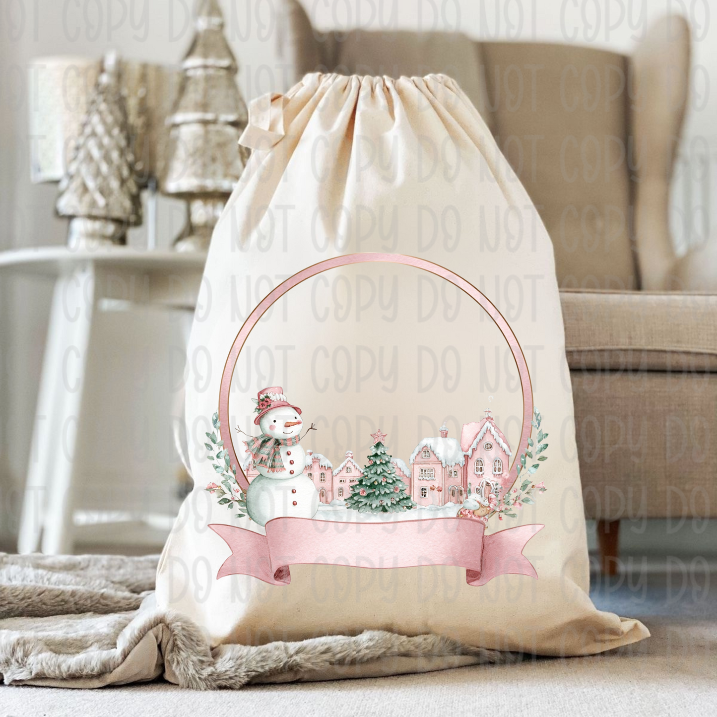Pastel Christmas Sack & Wreath Designs | 16 Digital Downloads in Pink & Blue