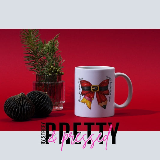 Christmas Teacher Mug Gift • Personalised Teacher Present • Thank You Teacher Mug • End of Term Gift • School Staff Christmas Gift • Cute Festive Mug