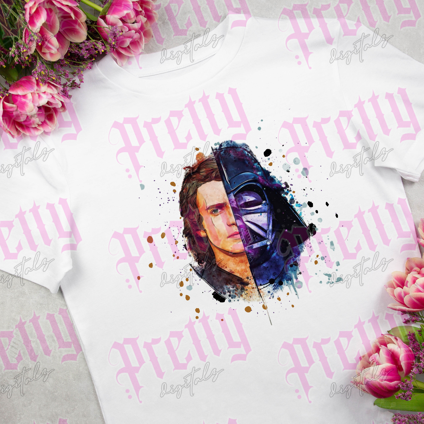 Half and half character heads png digital download