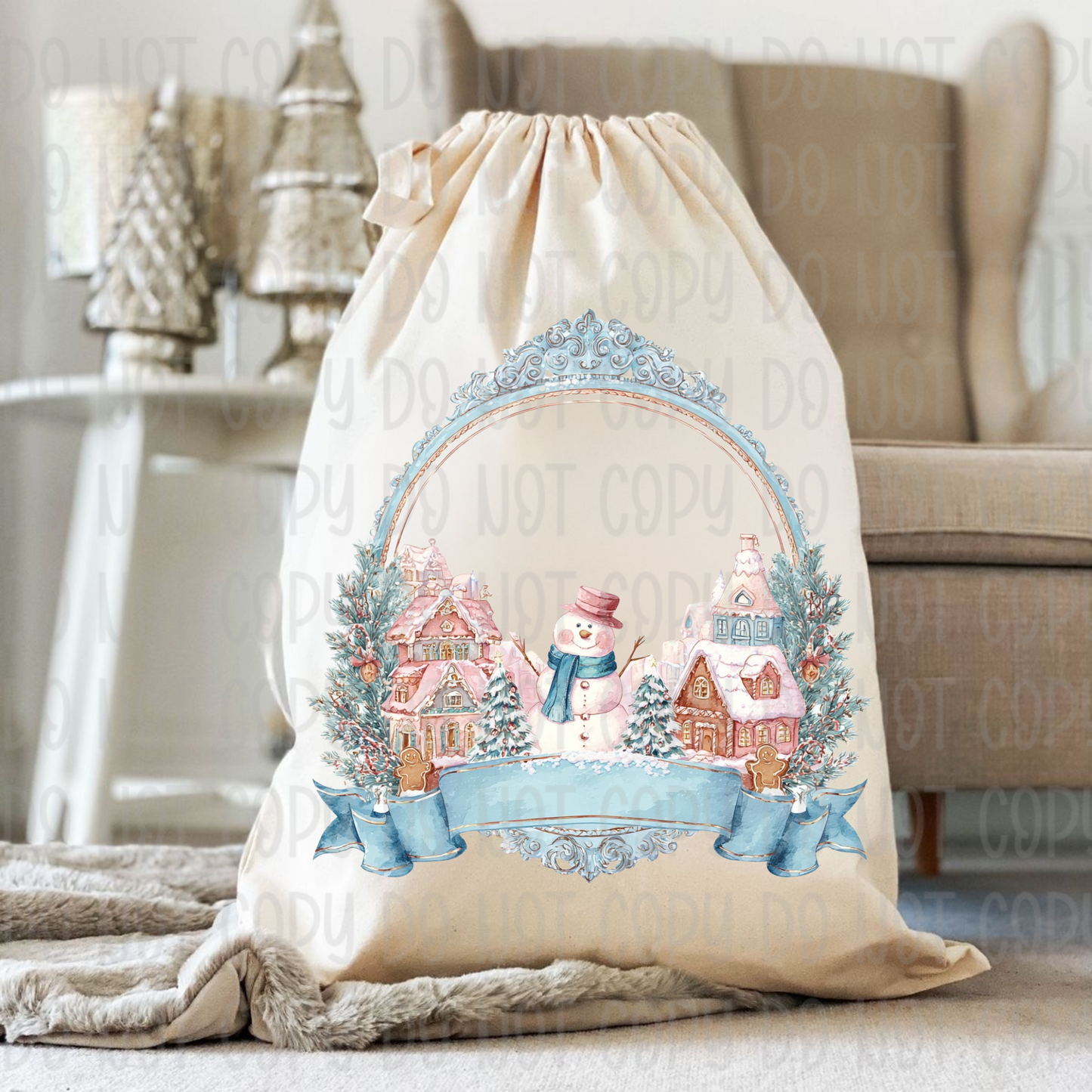 Pastel Christmas Sack & Wreath Designs | 16 Digital Downloads in Pink & Blue