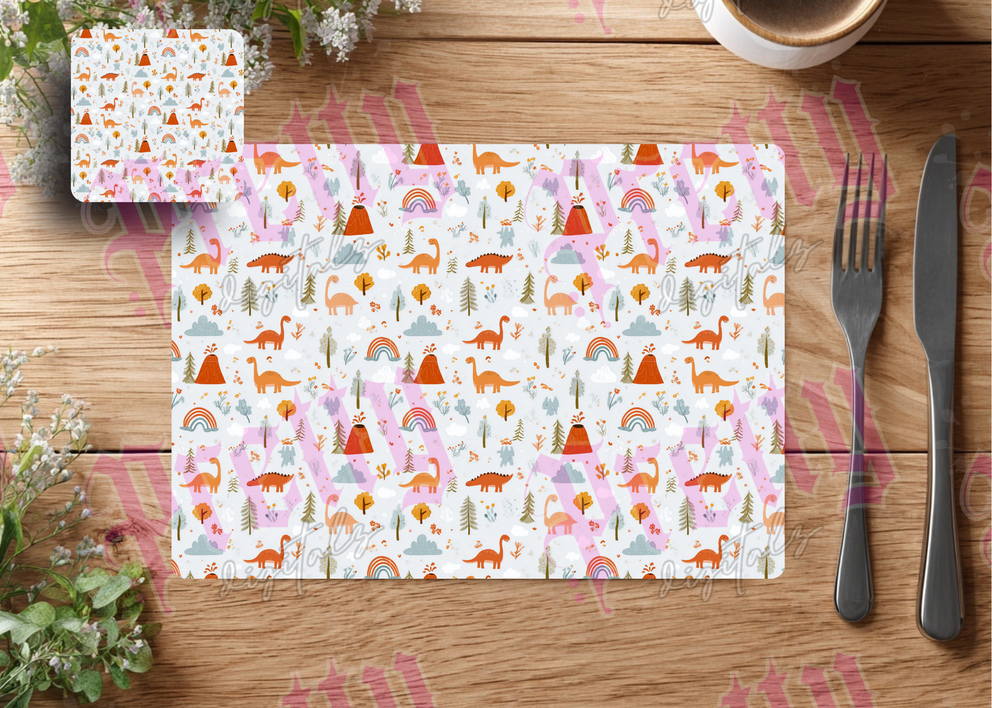 Bundle of six digital designs placemat and coaster set png