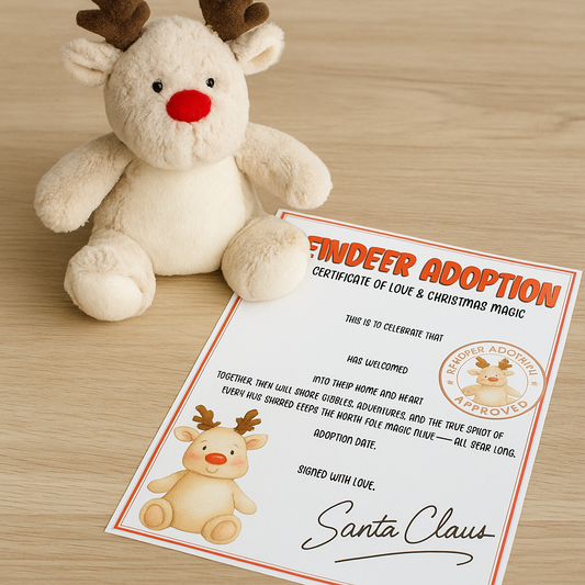 Reindeer Adoption Certificate – Editable Christmas Eve Printable with Matching Approved Stamp 🎅✨