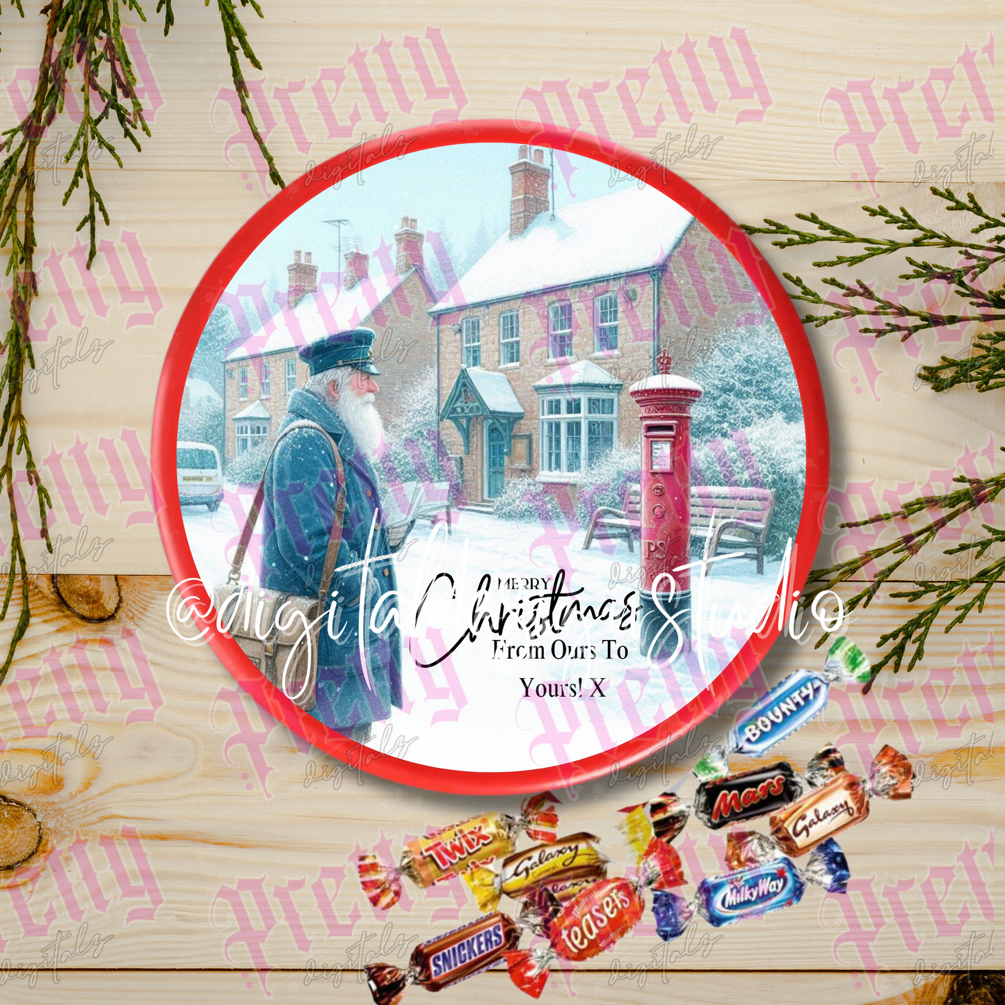 12 Chocolate Tub Lid Designs | Christmas Chocolate Tub Covers | Digital Download Printable