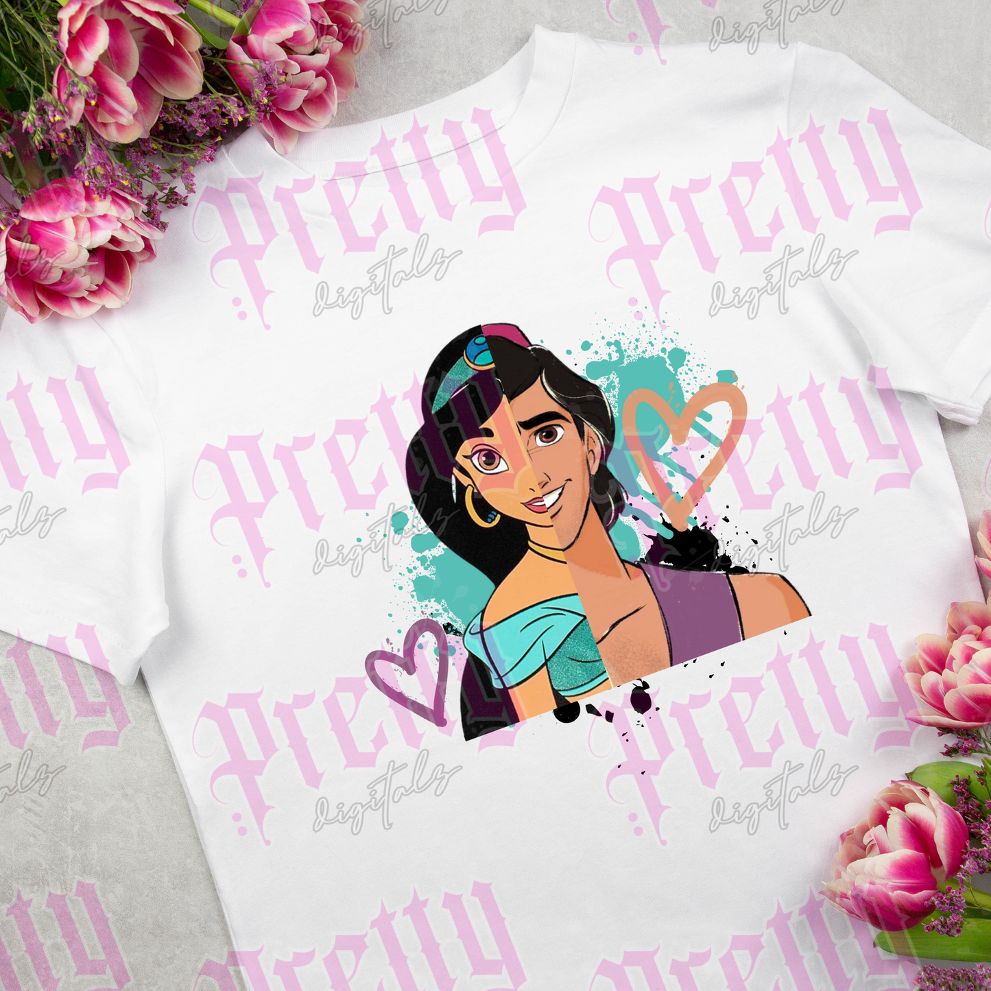 Half and half character heads png digital download