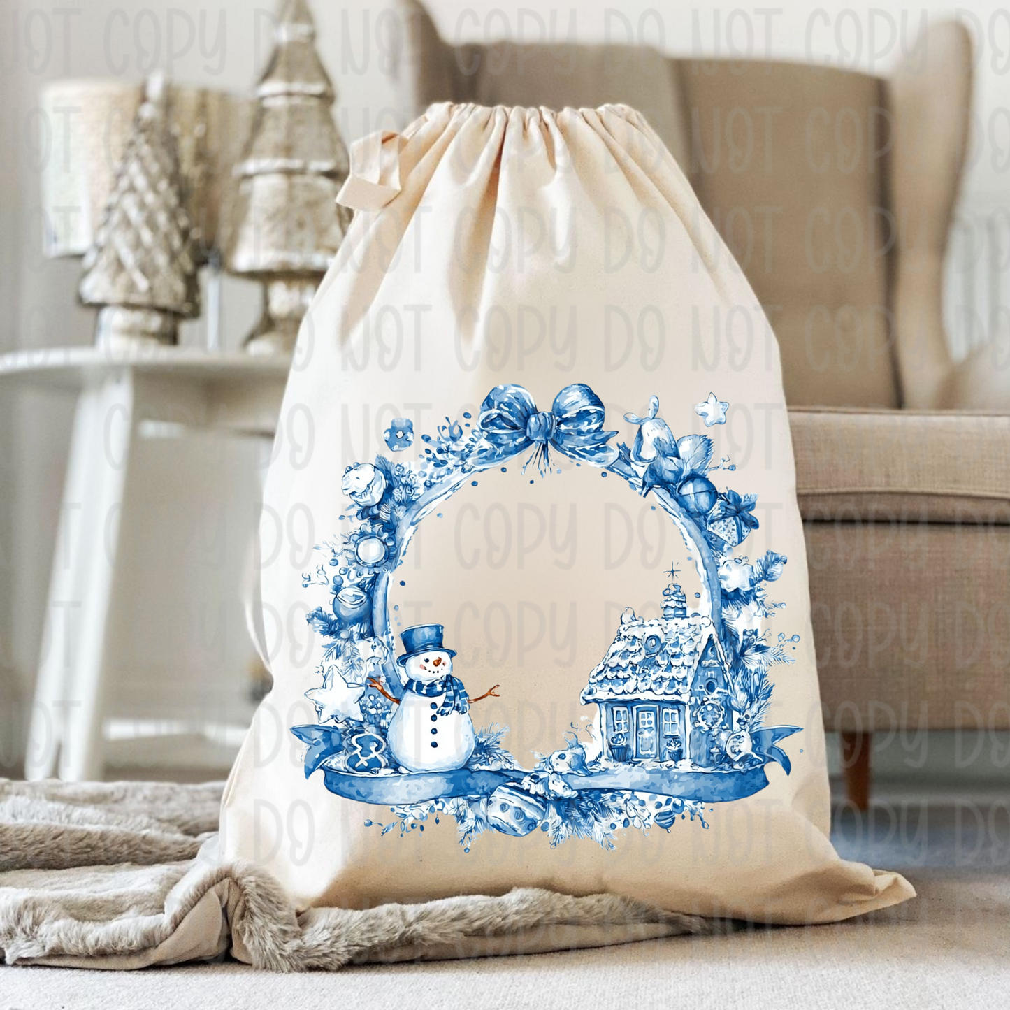 Pastel Christmas Sack & Wreath Designs | 16 Digital Downloads in Pink & Blue