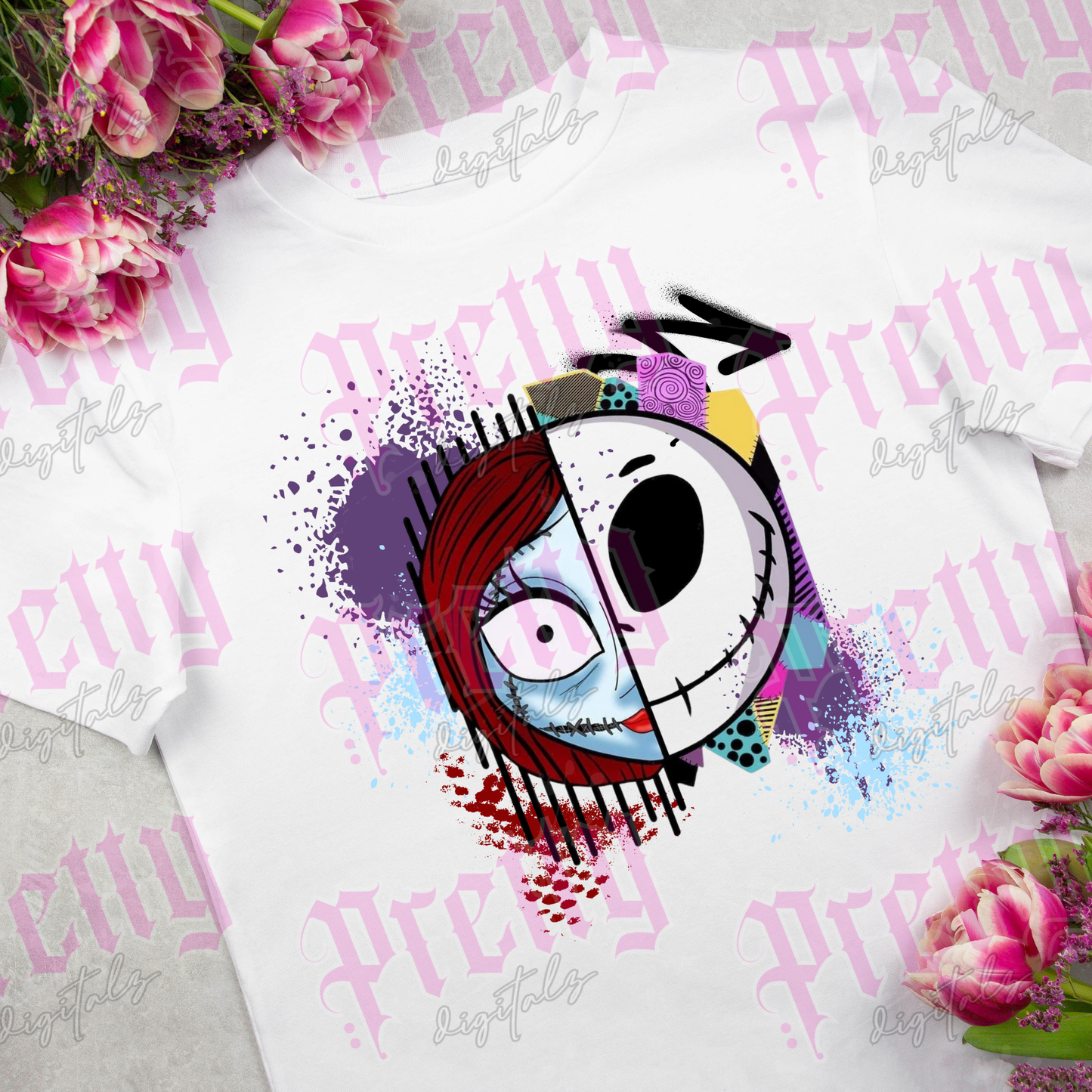 Half and half character heads png digital download