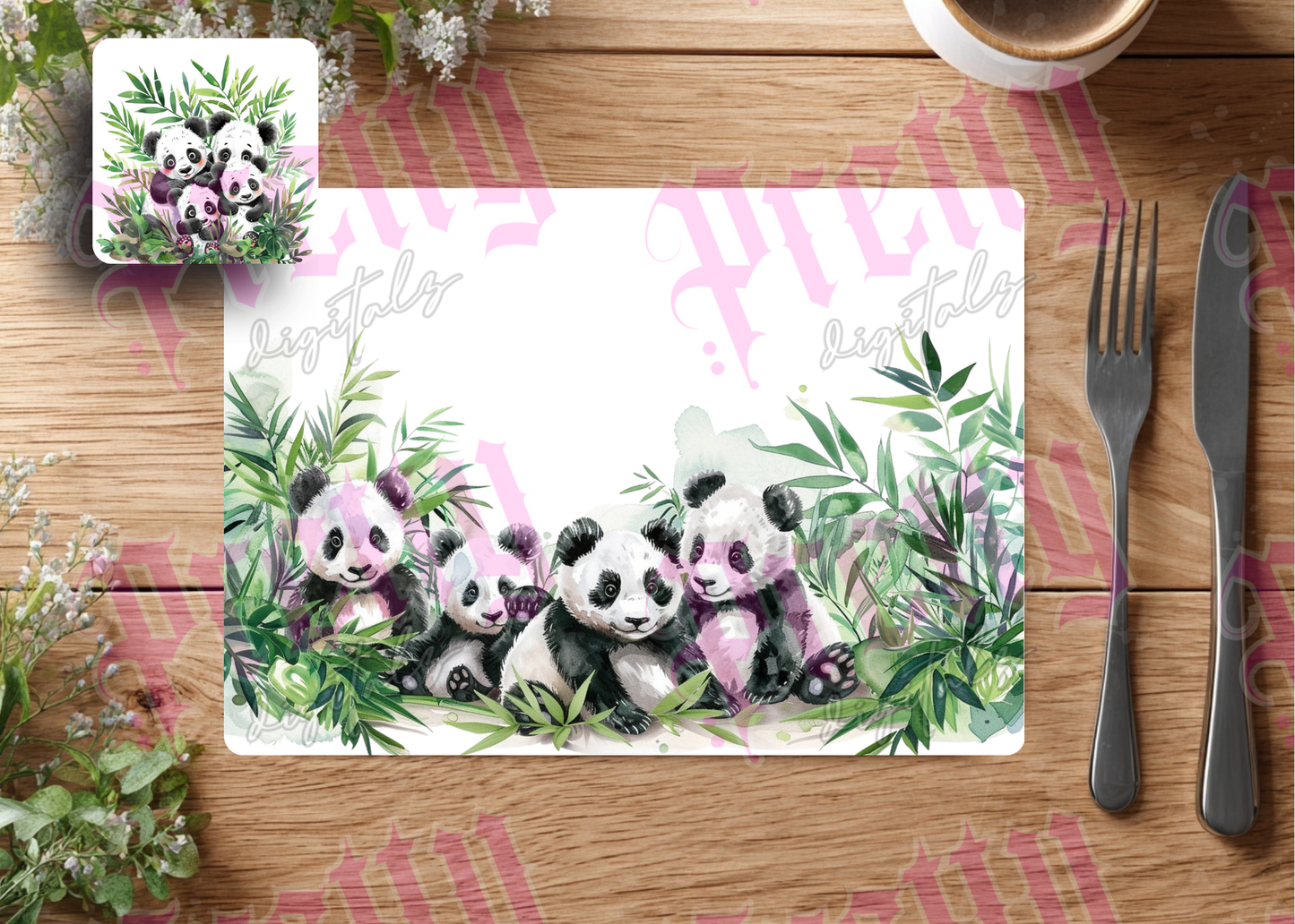 Bundle of six digital designs placemat and coaster set png