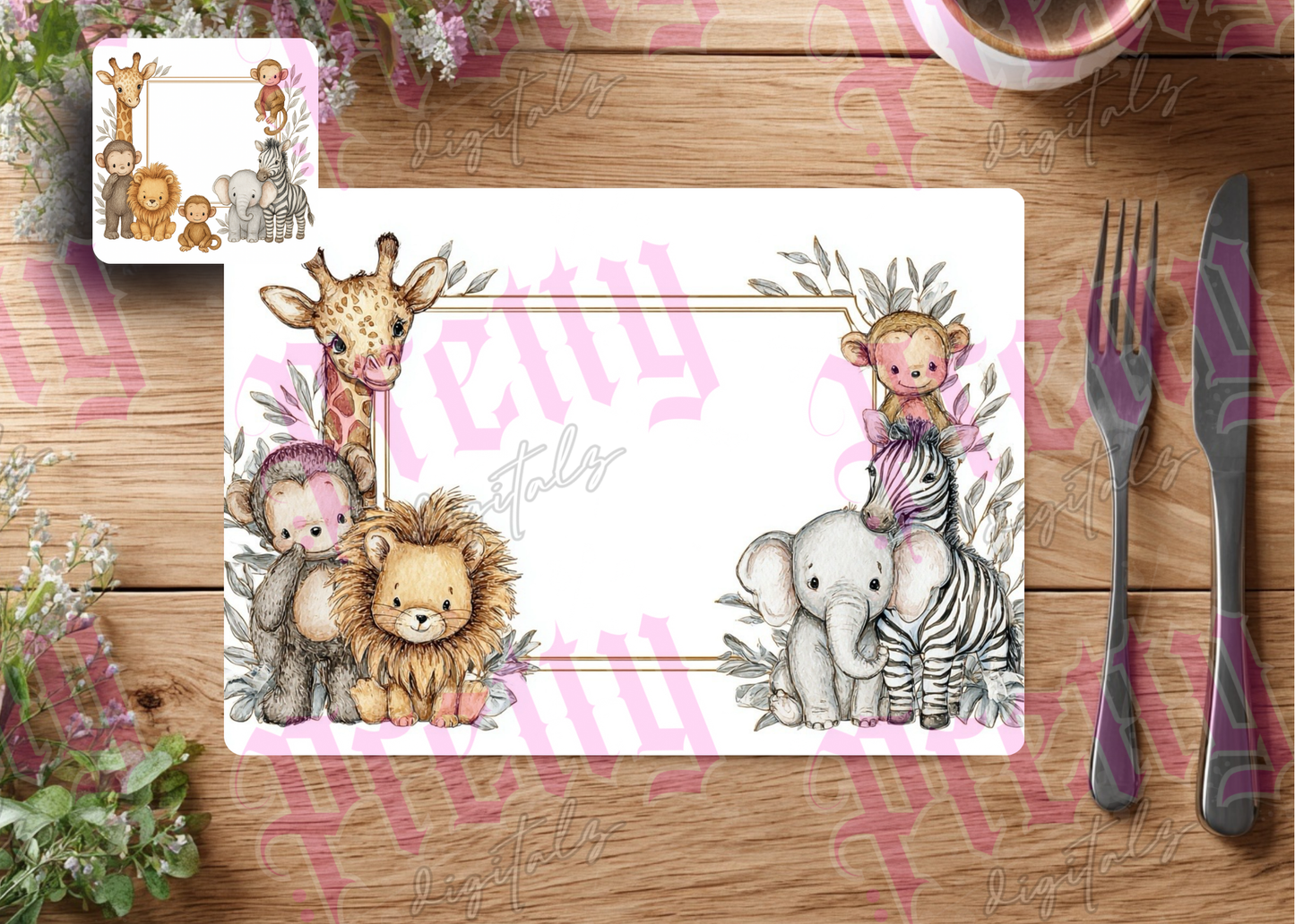 Bundle of six digital designs placemat and coaster set png