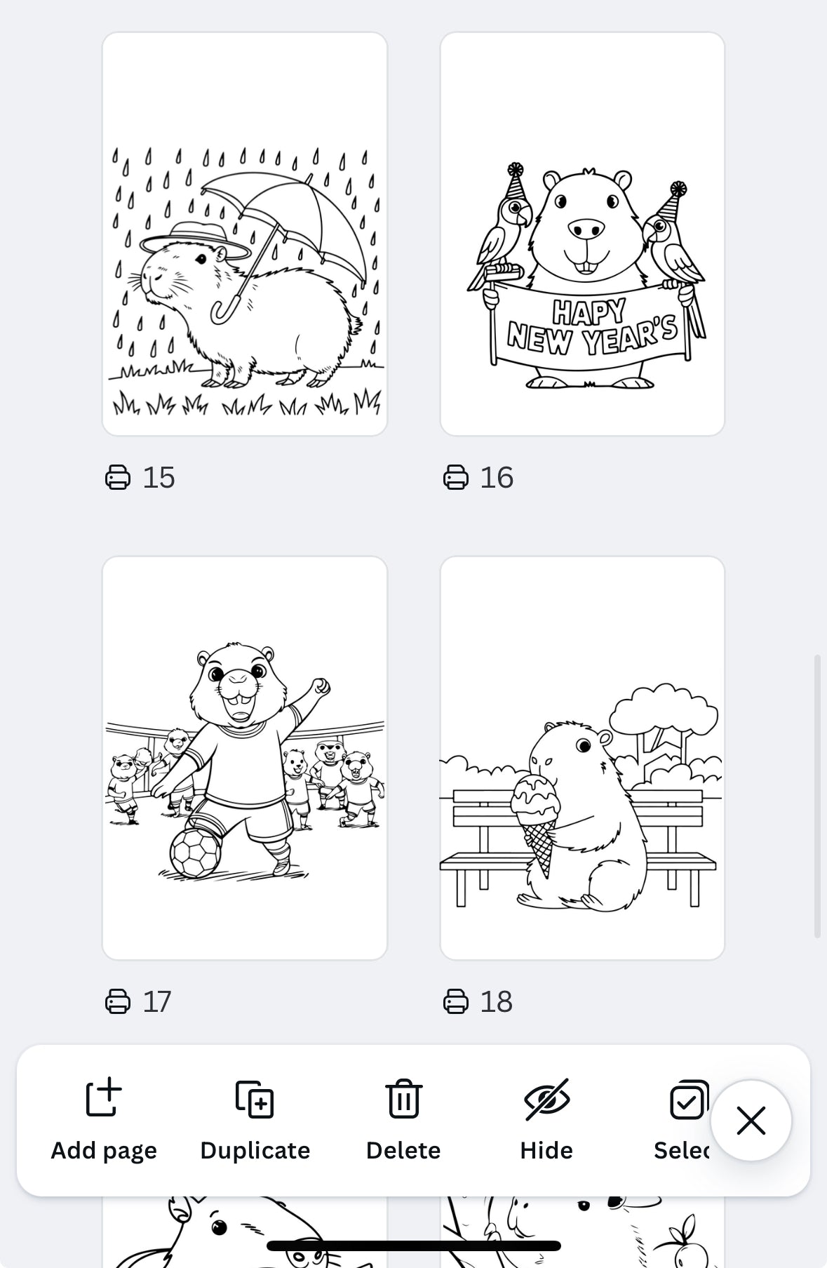 Capybara Colouring Fun! 🩵 21-Page A4 Printable Colouring Book | Cute Capybara Digital Download
