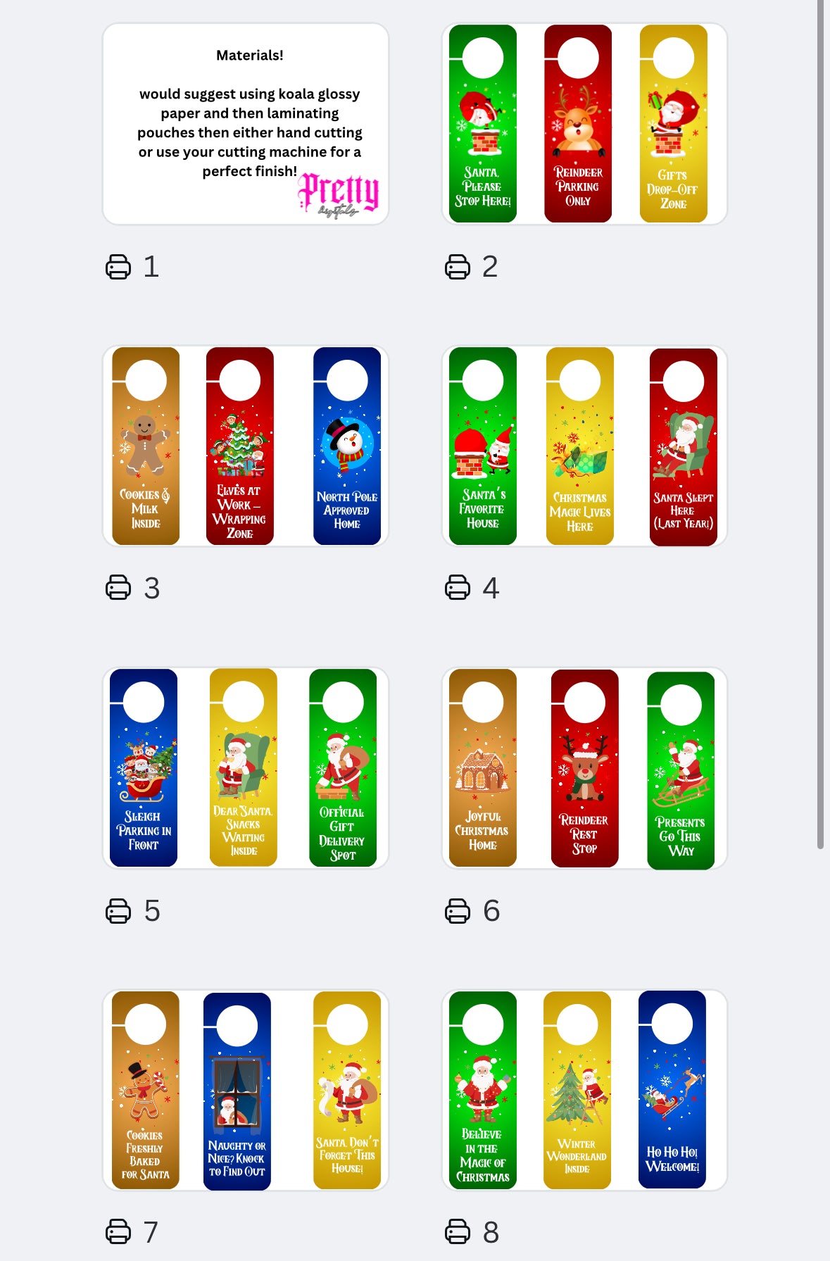 37 Christmas Door Hanger Designs | Printable Holiday Door Signs | Cricut & Hand Cut Digital Download | Santa Stop Here, Reindeer Parking