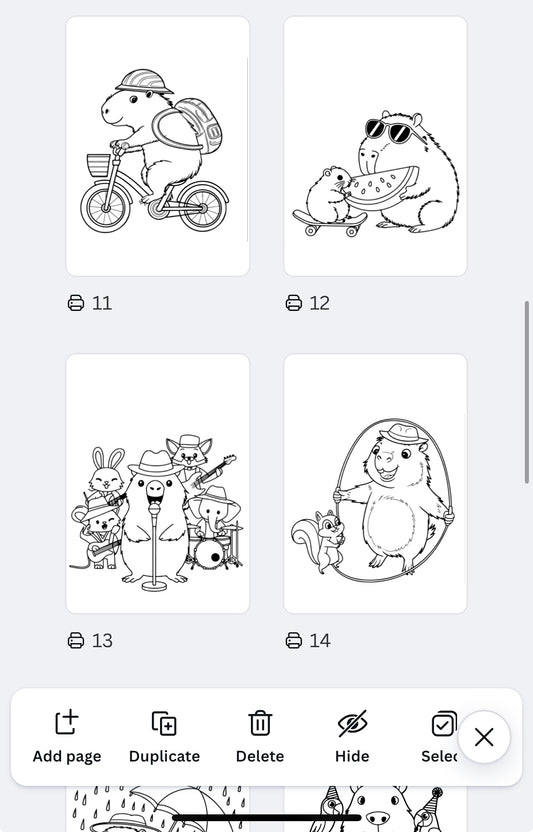 Capybara Colouring Fun! 🩵 21-Page A4 Printable Colouring Book | Cute Capybara Digital Download