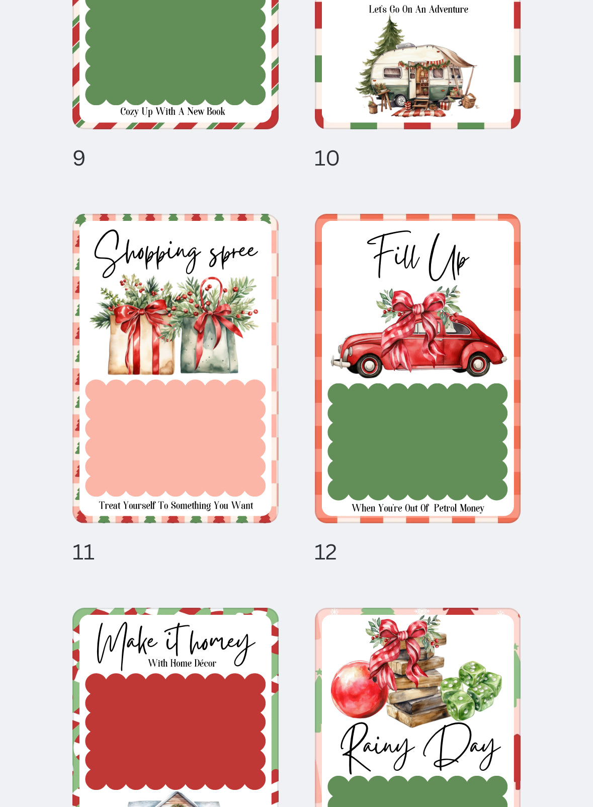 Editable Christmas gift card book