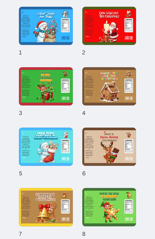 10 Christmas Treat Bag Packet Designs | Festive Sweet Bag Toppers | Printable Digital Download